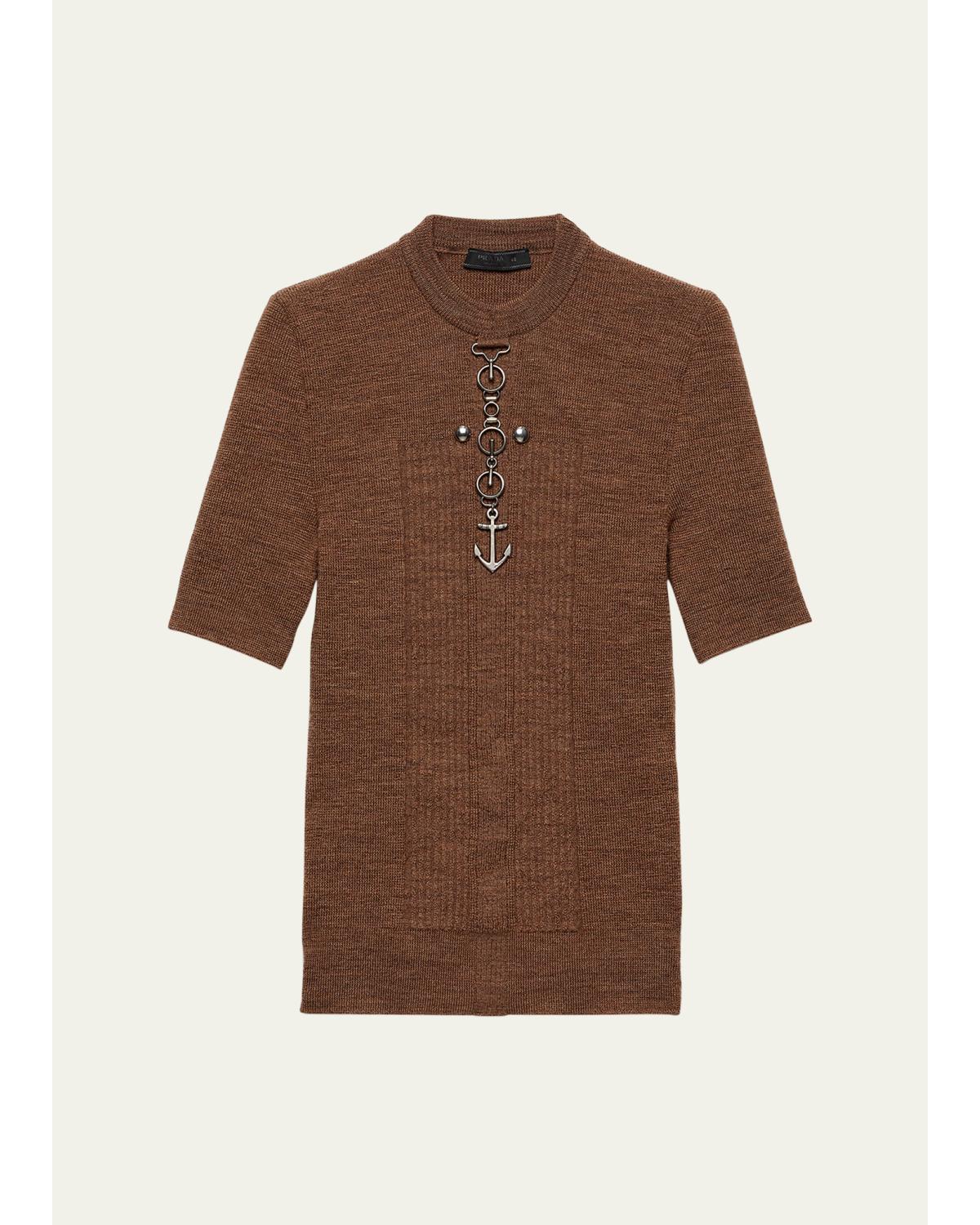 Men'S Wool Anchor Hardware Short-Sleeve Sweater
