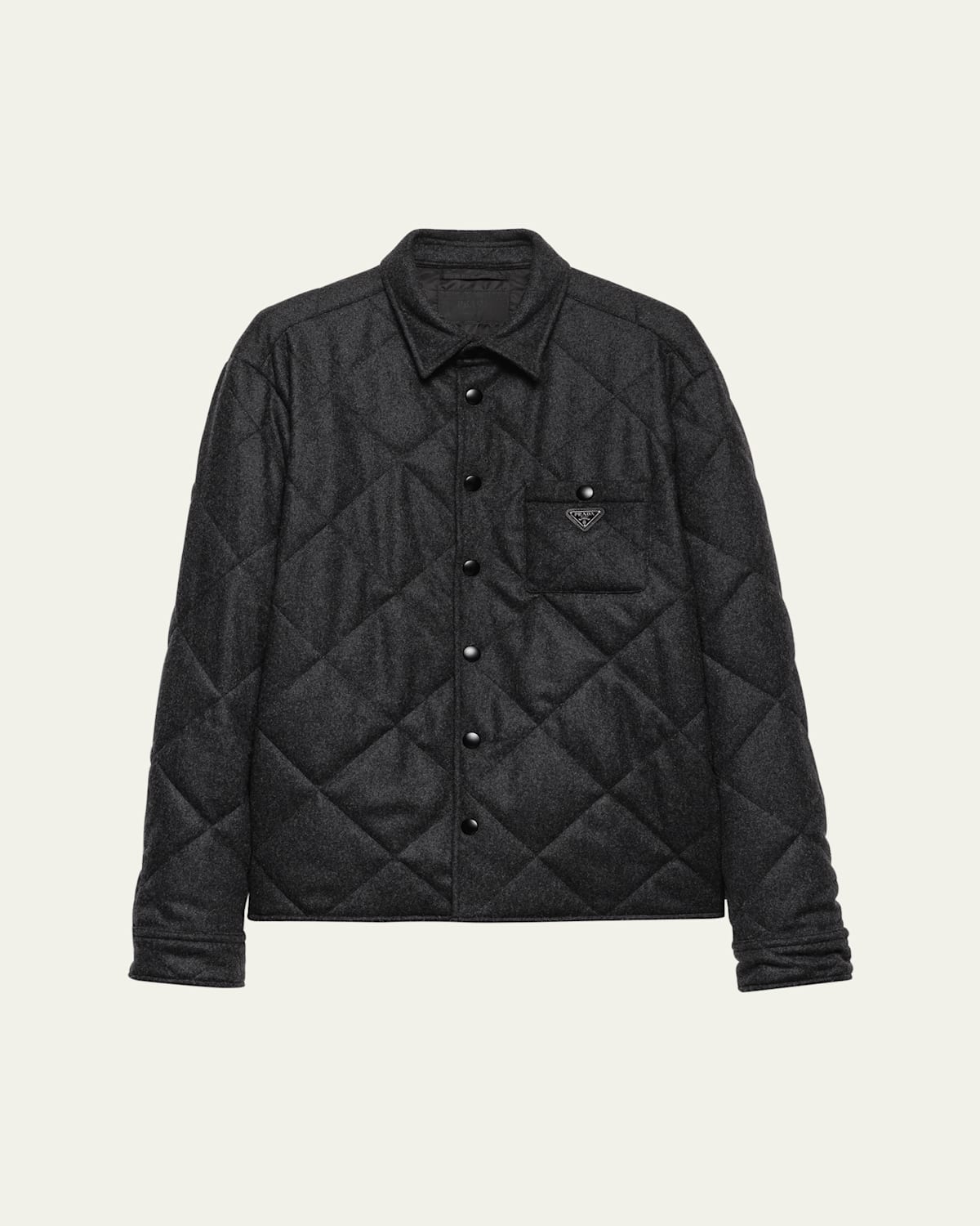 Prada Men's Quilted Cashmere Snap-front Overshirt In Black