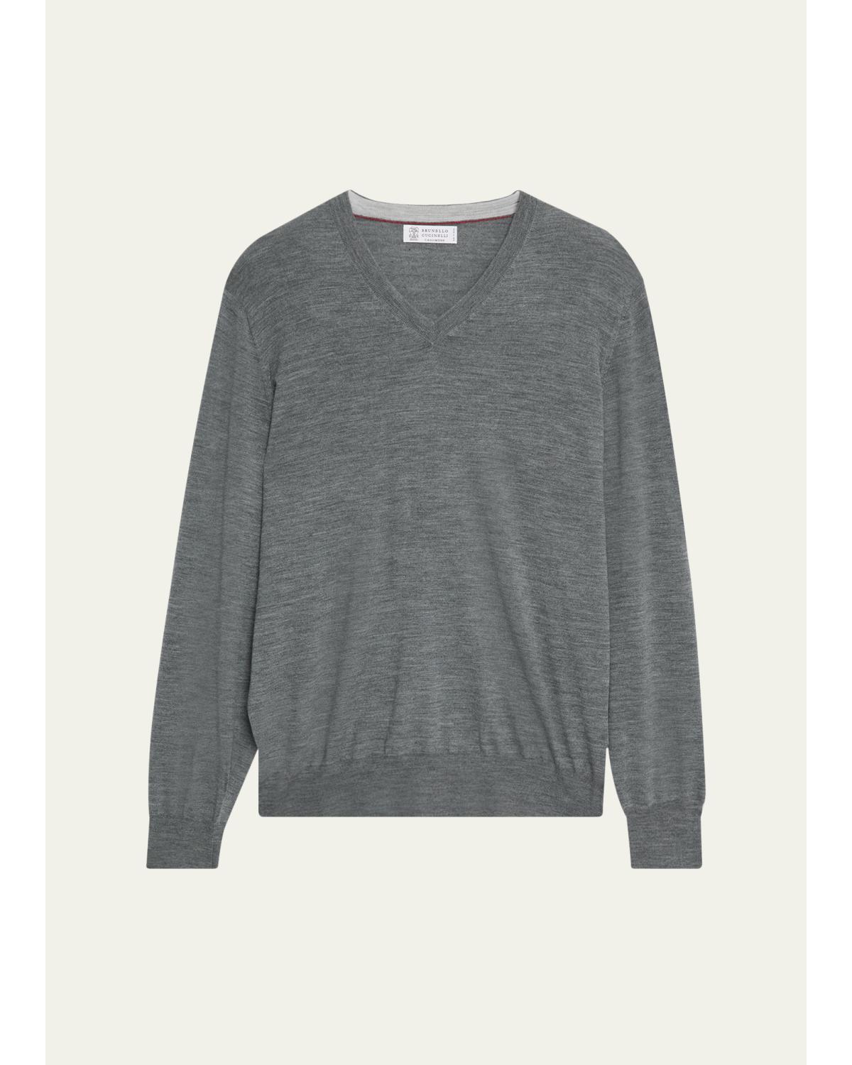 Men's Fine Gauge Wool and Cashmere V-Neck Sweater