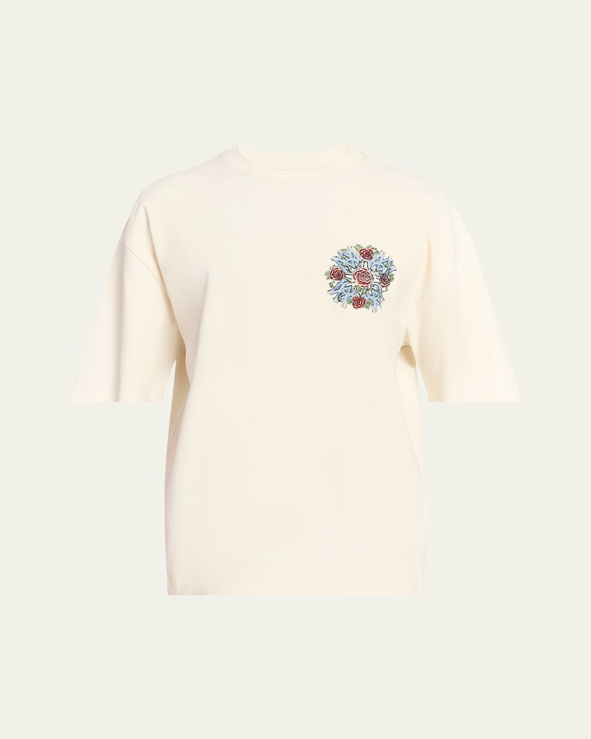 Amiri Rose-embellished T-shirt In White