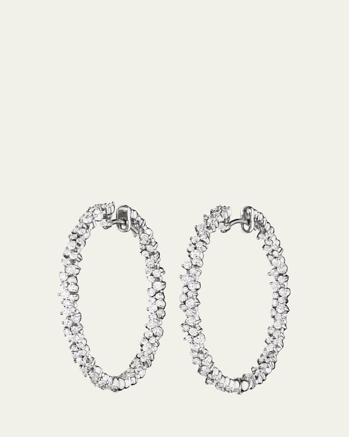 Paul Morelli Confetti 18K White Gold Diamond Hoop Earrings, 30mm