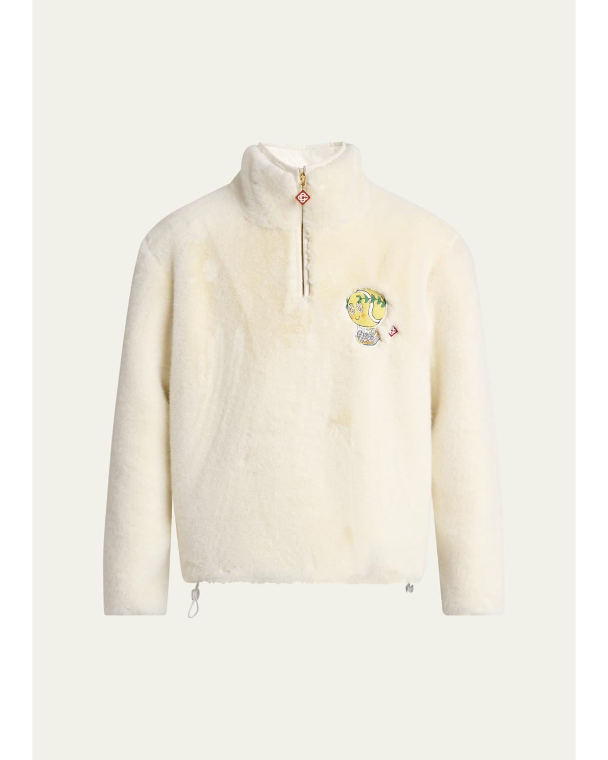 Men's Tennis Ball Faux Fur Half-Zip Pullover