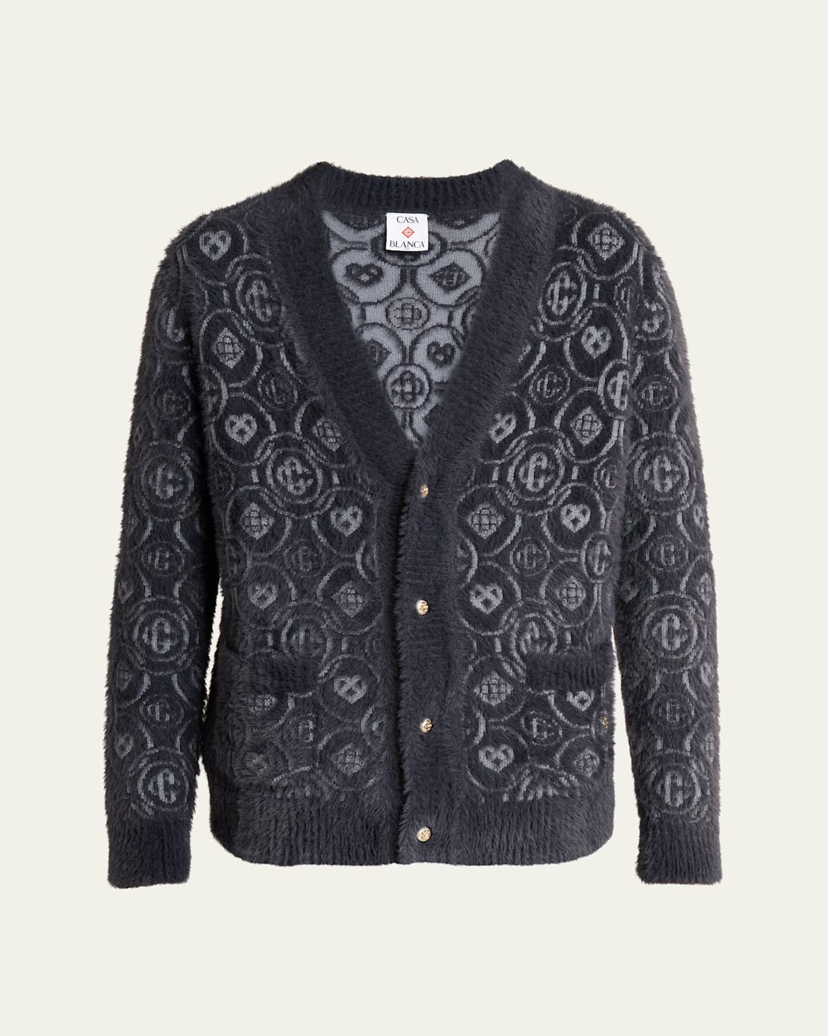 Casablanca Monogram Cardigan In Gray