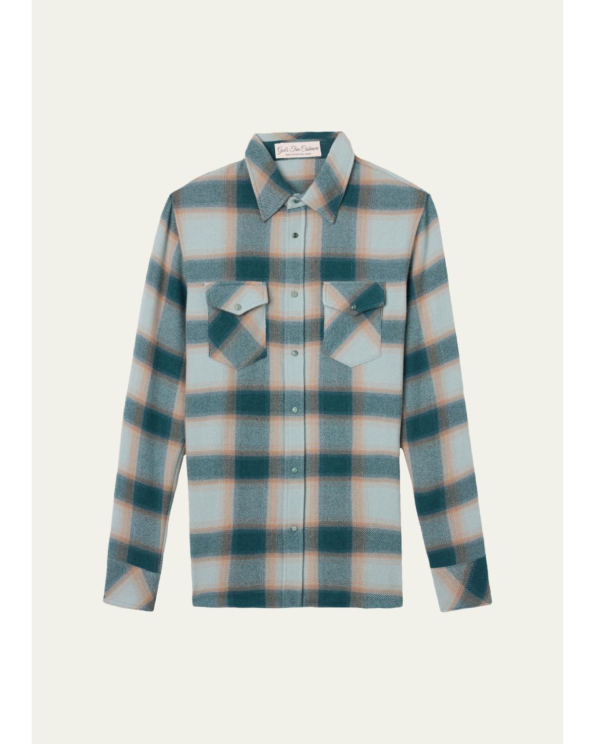 Cashmere Plaid Two-Pocket Button-Down Shirt