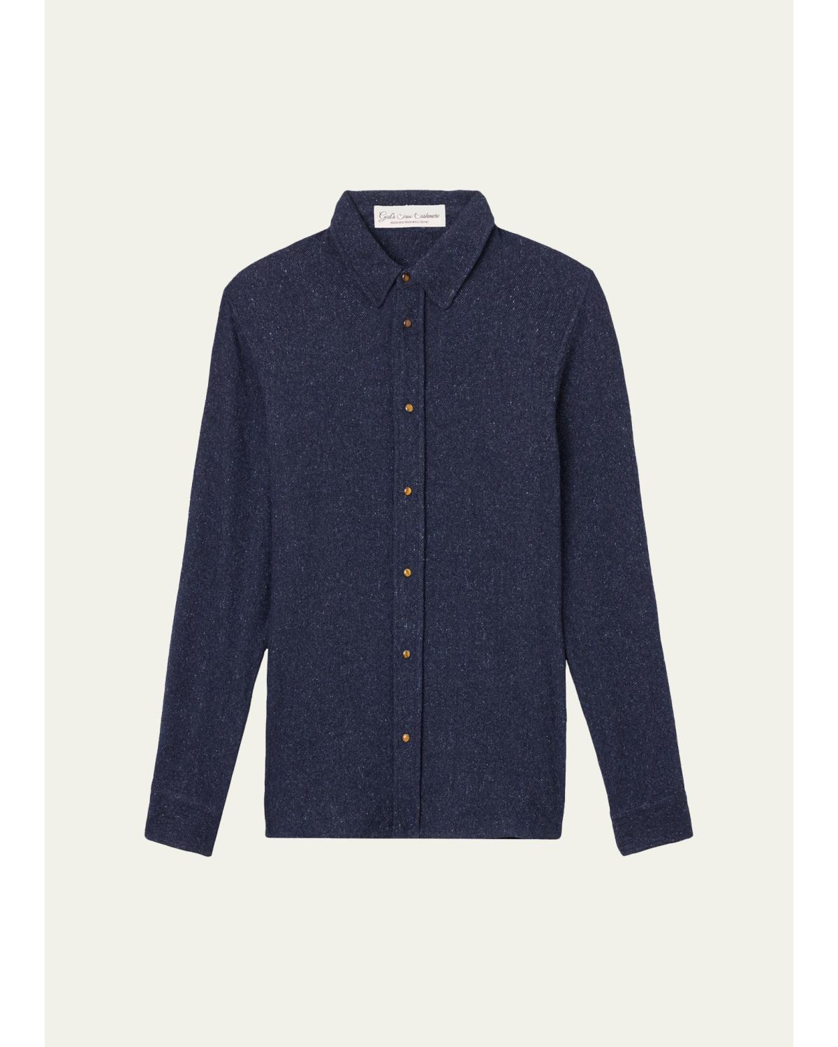 Men'S Cashmere Two-Pocket Tigers Eye Button-Down Shirt