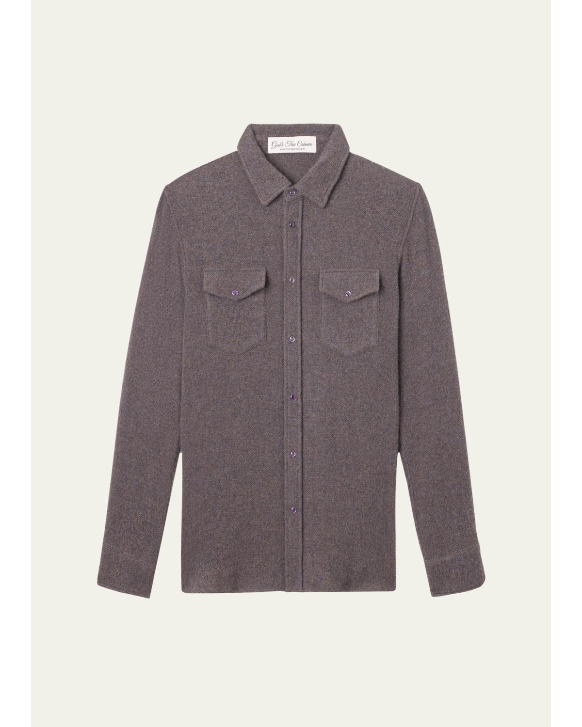 Cashmere Two-Pocket Amethyst Button-Down Shirt