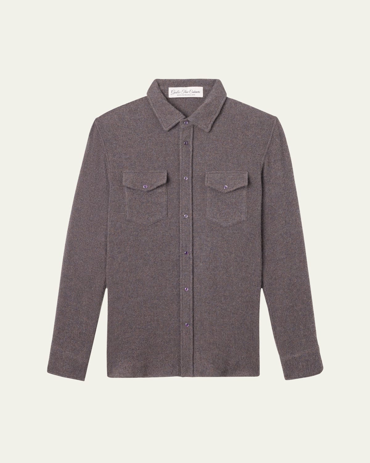 God 's True Cashmere Cashmere Two-Pocket Amethyst Button-Down Shirt