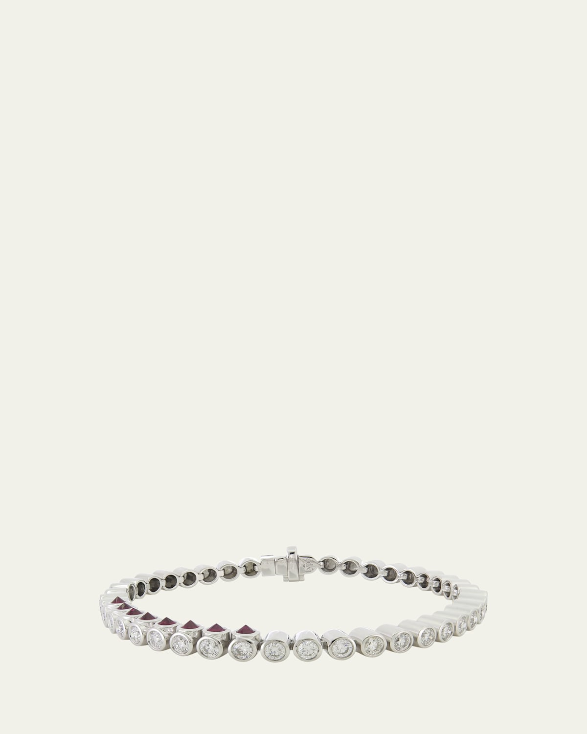 TYPE JEWELRY Tubbo Sideway 14K White Gold Ruby and Diamond Tennis Bracelet, 6.5"L