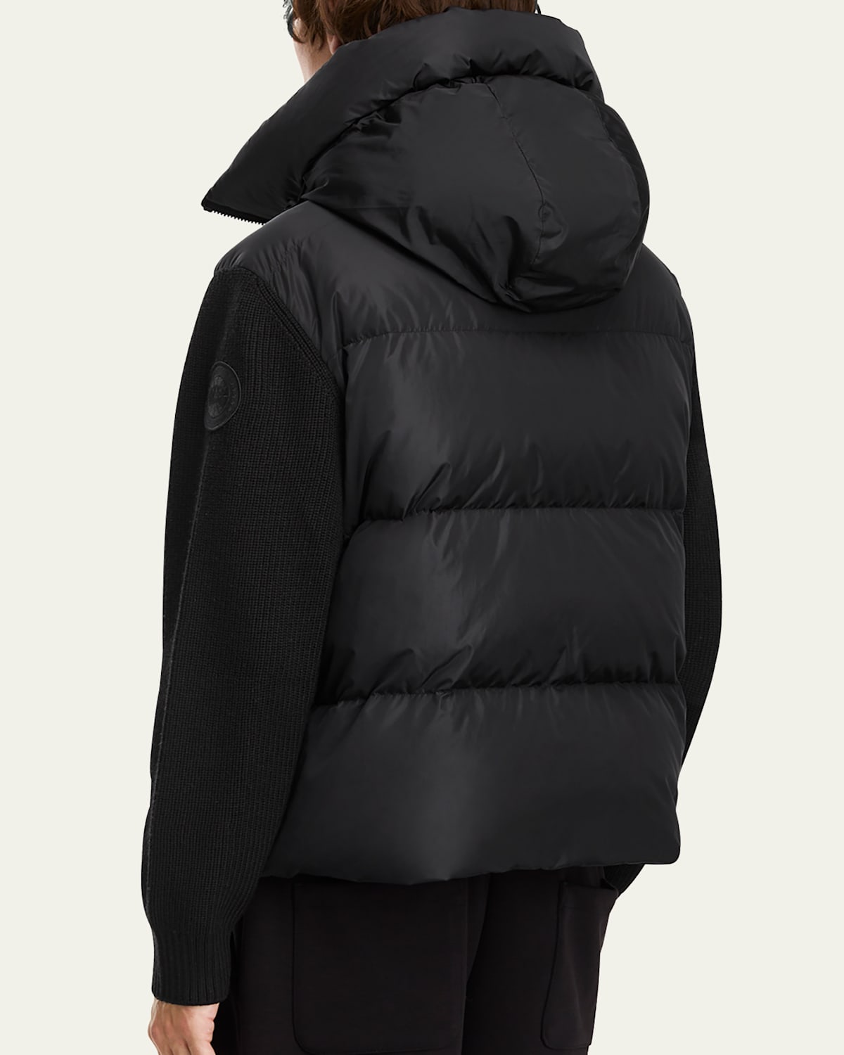 Men'S Hybridge Wool-Knit Nylon Down Hooded Jacket