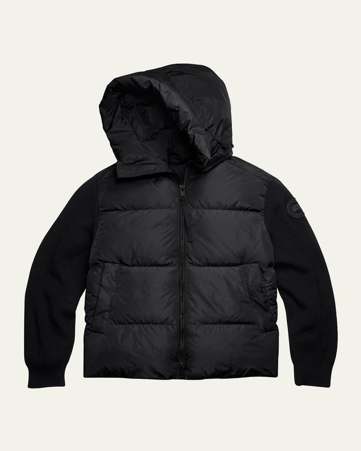 Men'S Hybridge Wool-Knit Nylon Down Hooded Jacket