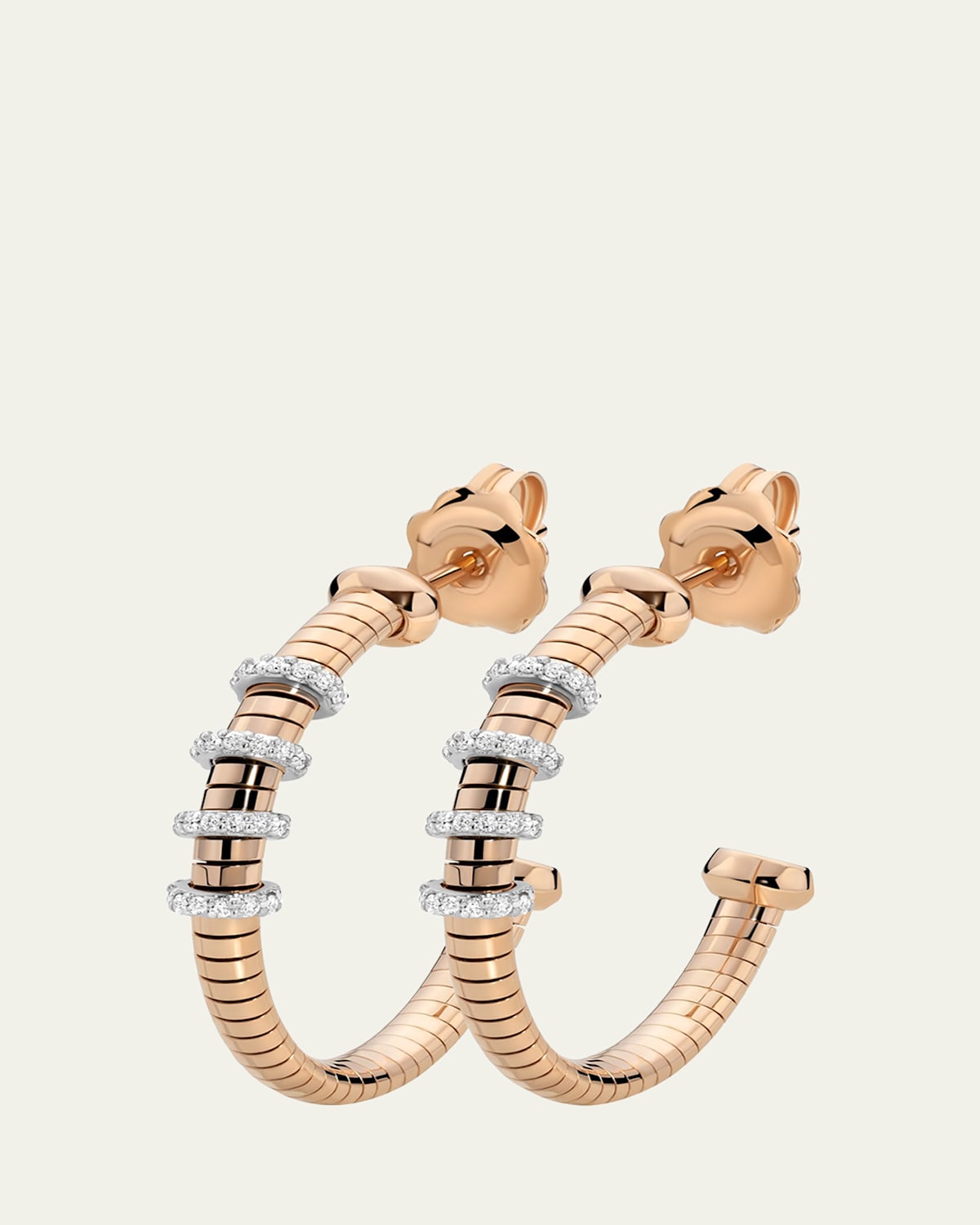 Mattia Cielo 18K Rose Gold Diamond Rondelle Hoop Earrings