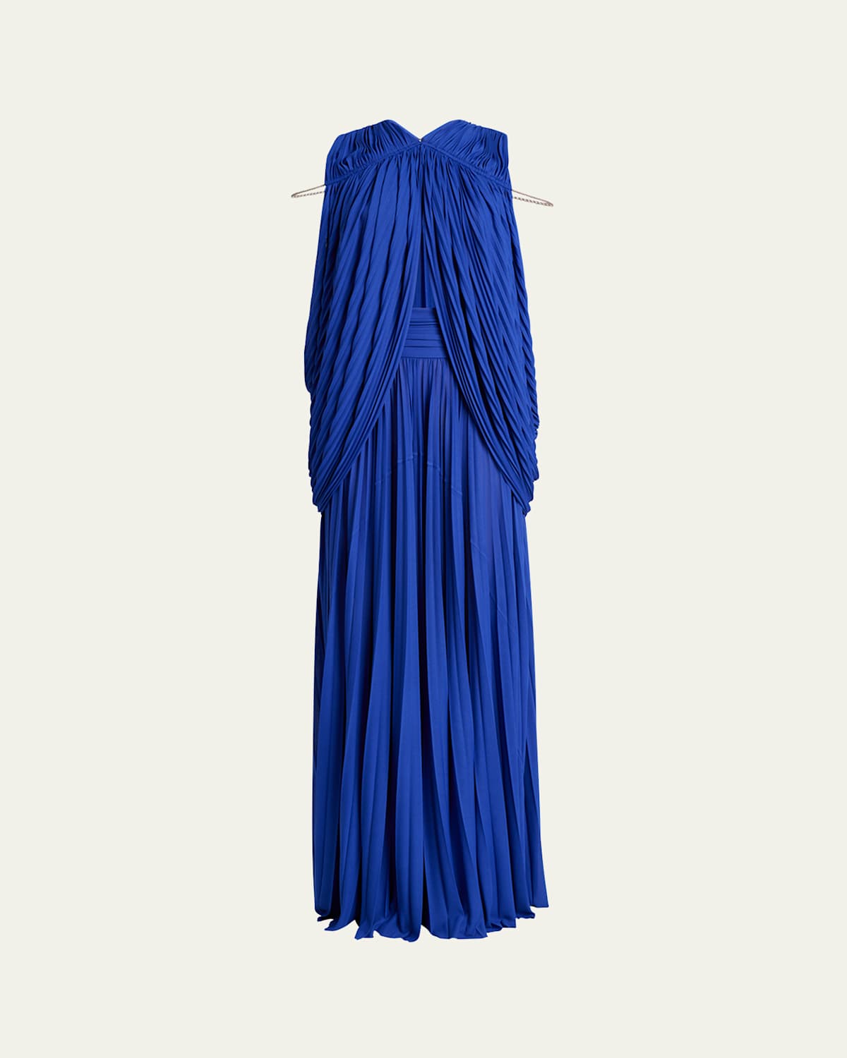 Proenza Schouler Bari Draped Gabardine Sleeveless Gown In Blue