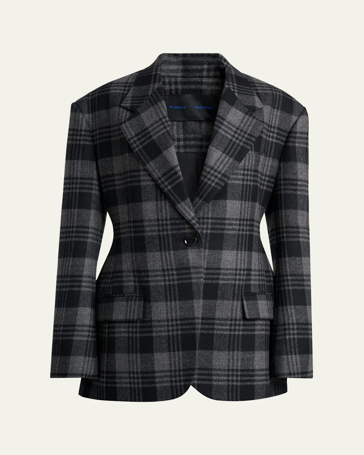 Proenza Schouler Daria Check Single-breasted Jacket In Gray