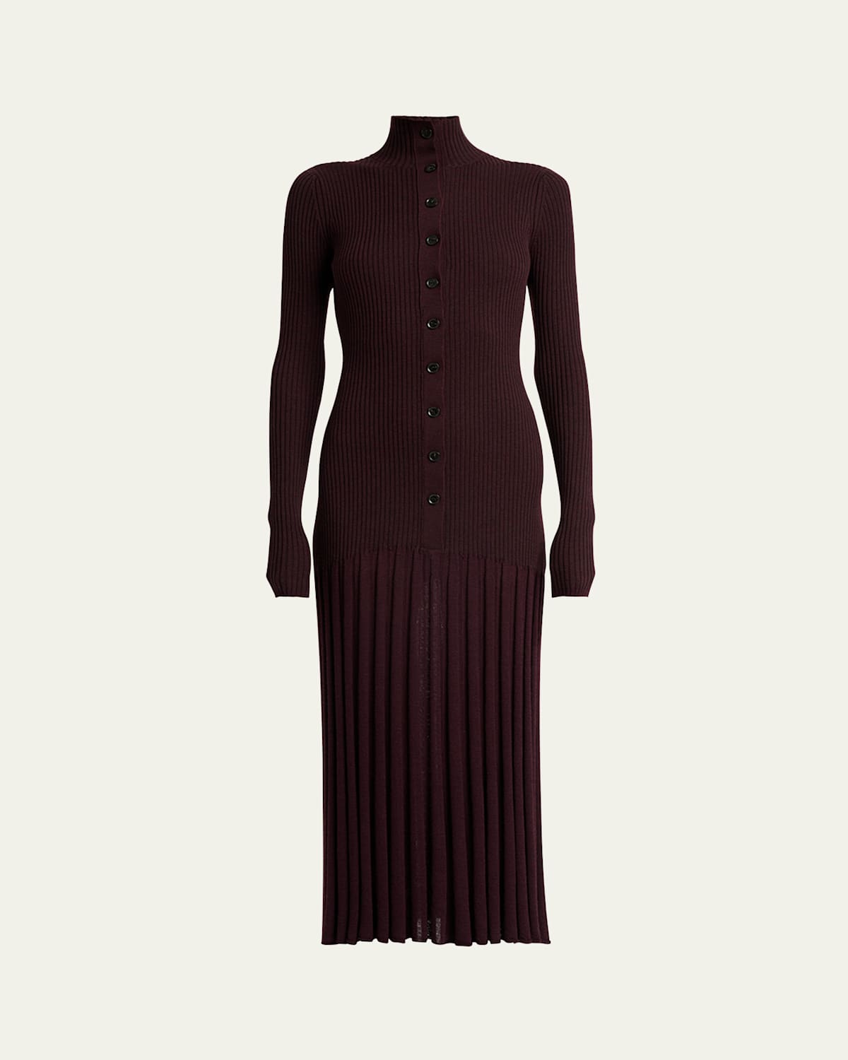 Proenza Schouler Jada Turtleneck Drop-waist Button-front Maxi Dress In Black