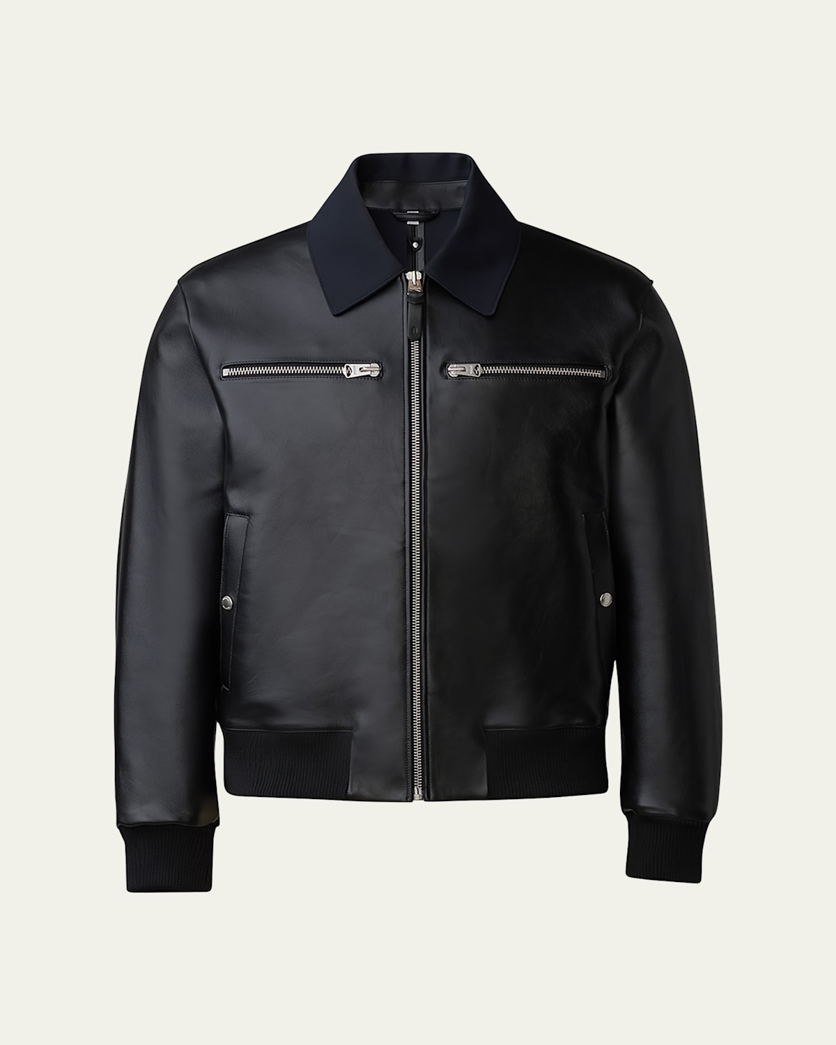 Mackage Men's Knox Neoprene-collar Leather Jacket In Black