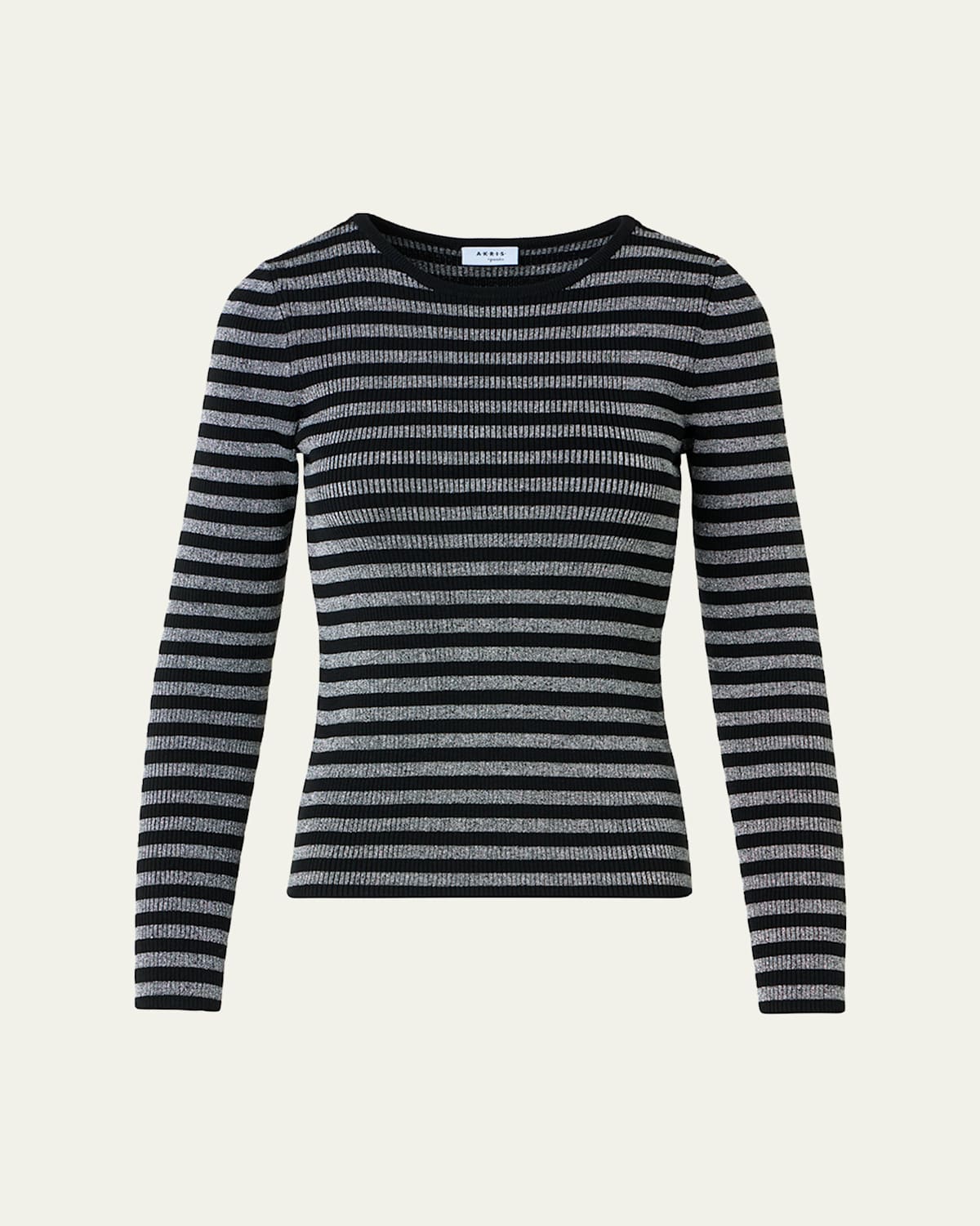 Akris Punto Metallic Striped Rib Knit Sweater In Gray