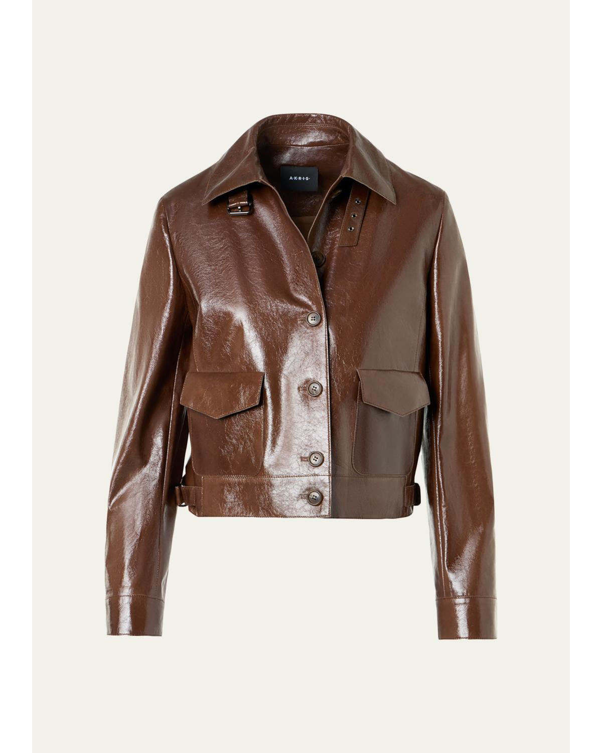 Peer Lacquered Leather Bomber Jacket