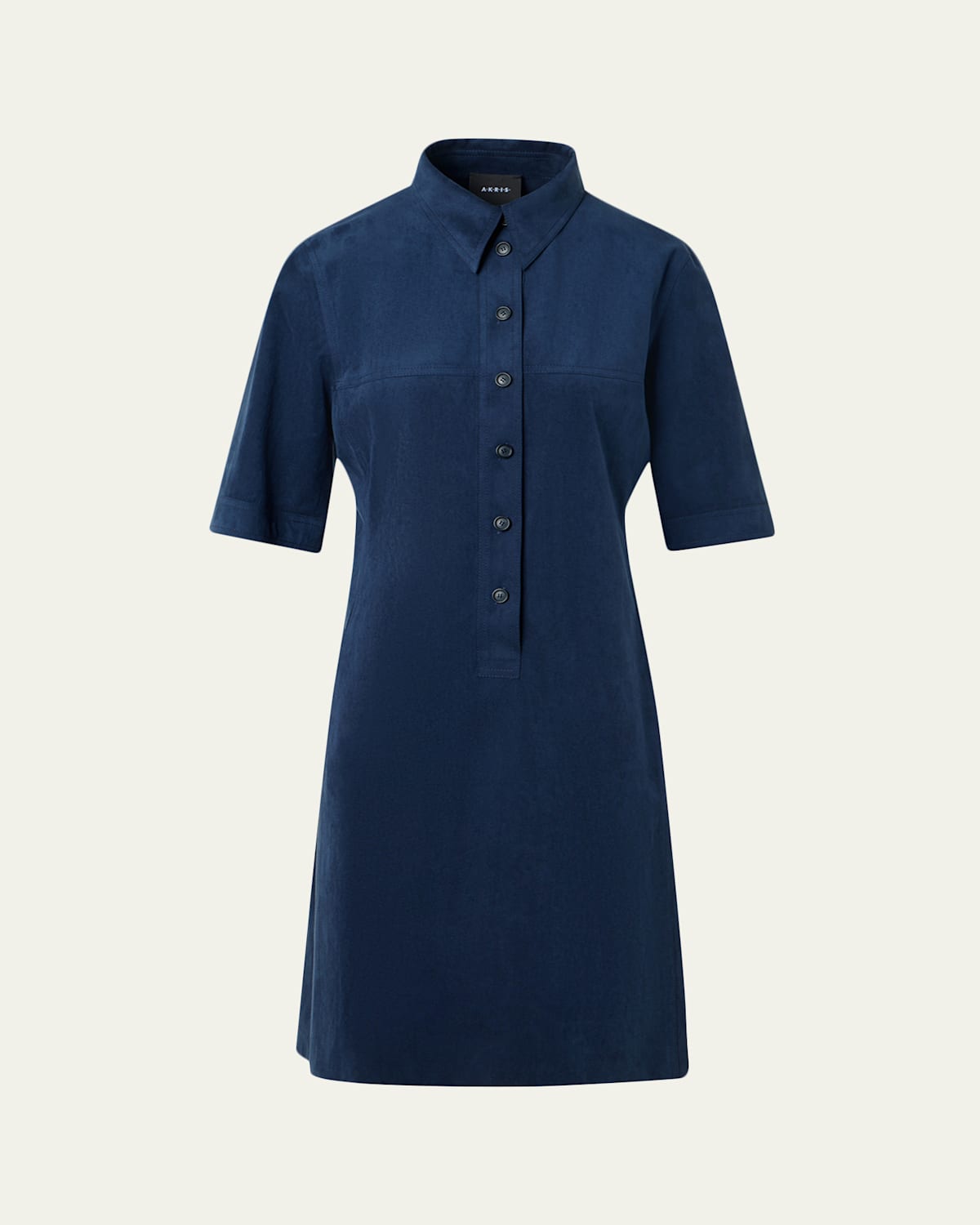 Akris Techno Ultrasuede Mini Polo Shirtdress In Blue