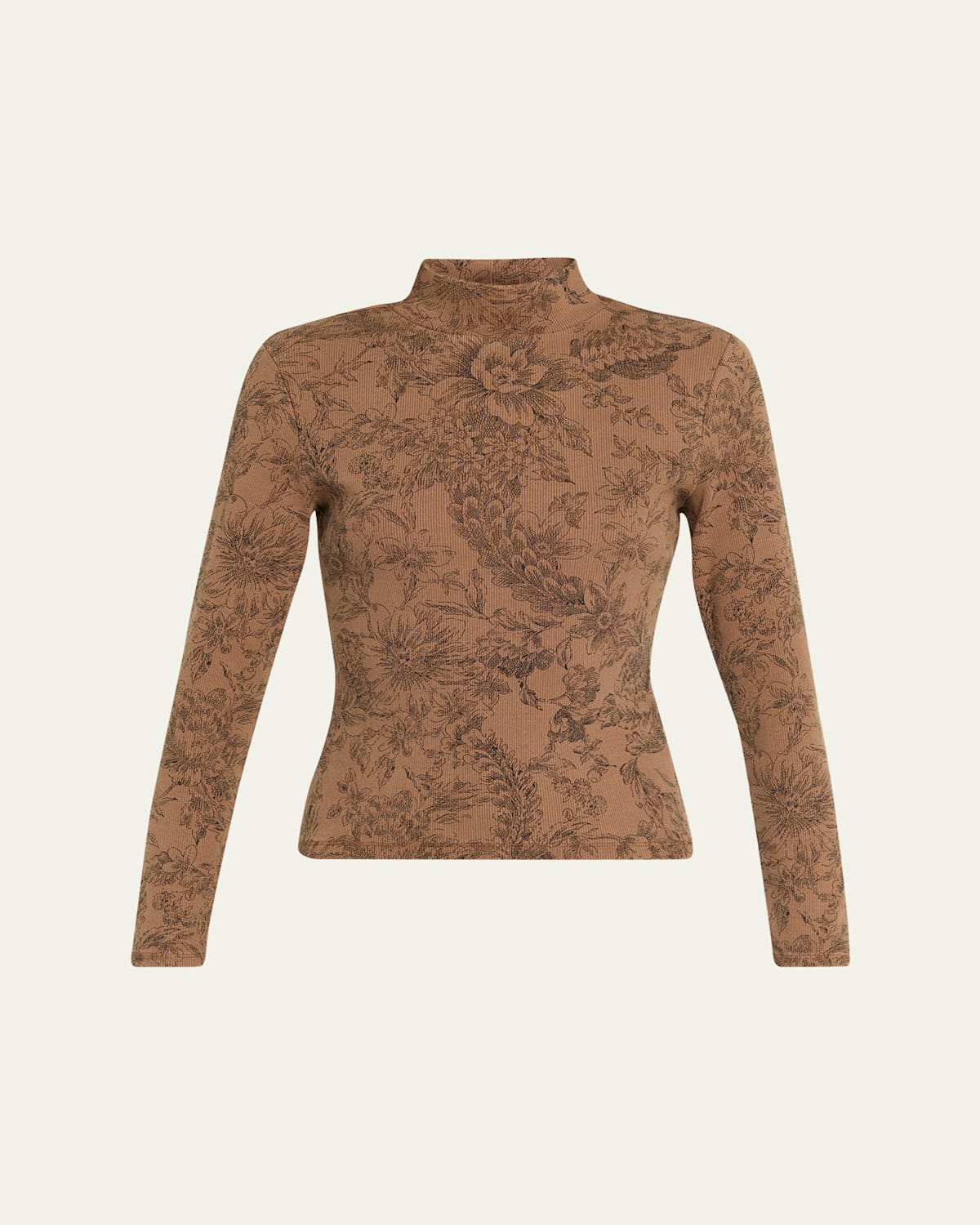 Veronica Beard Nate Floral Mock-neck Top In Brown