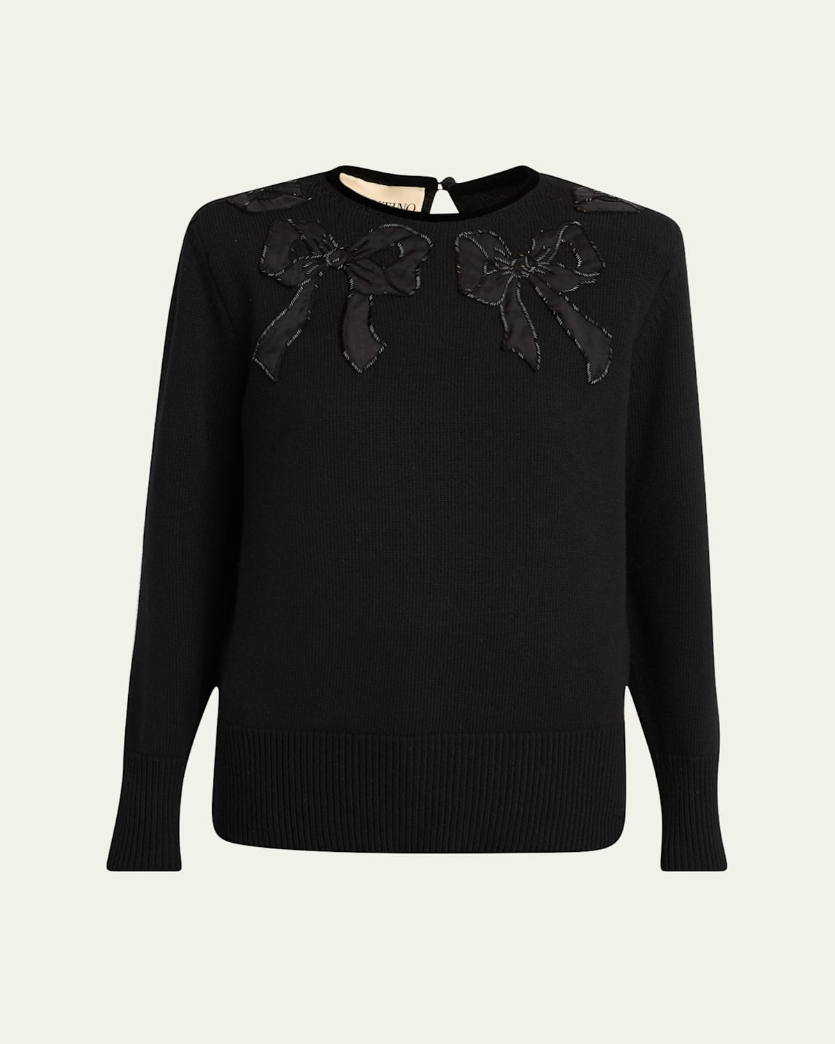 Valentino Maglia Bow Wool Sweater In Black