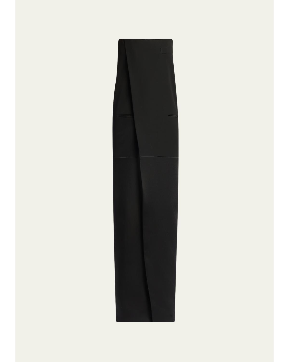 Strapless Column Wrap Evening Gown