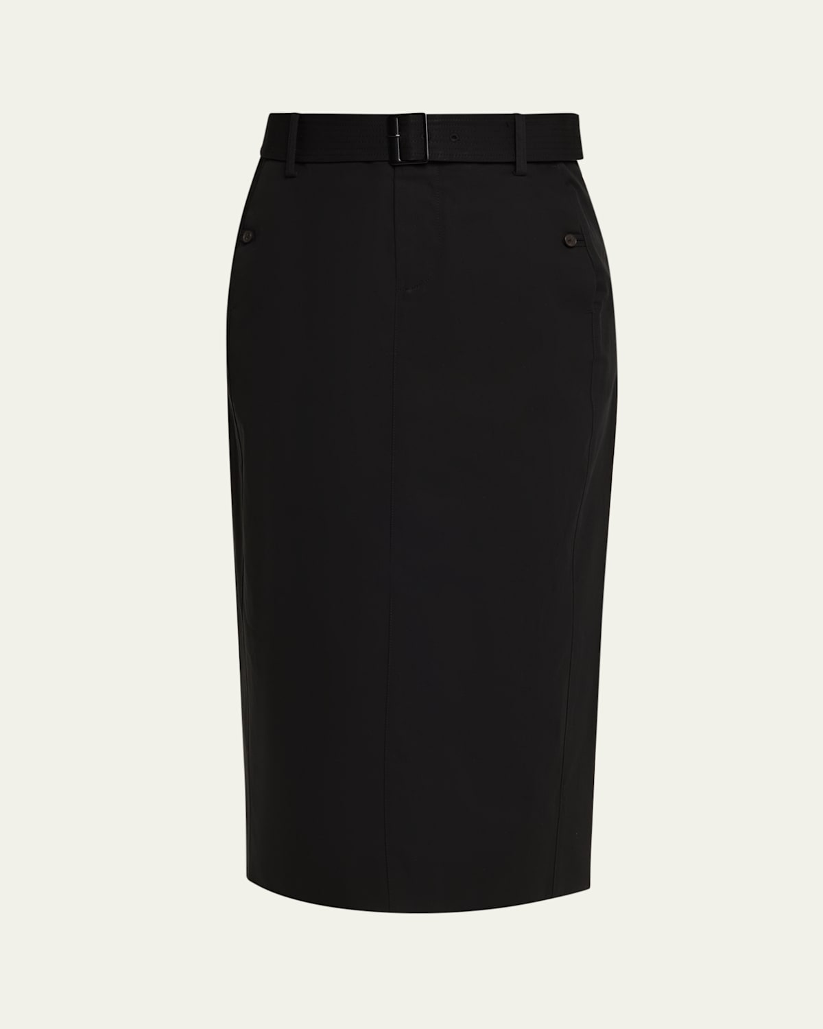 Vince Belted Midi Pencil Skirt In Black