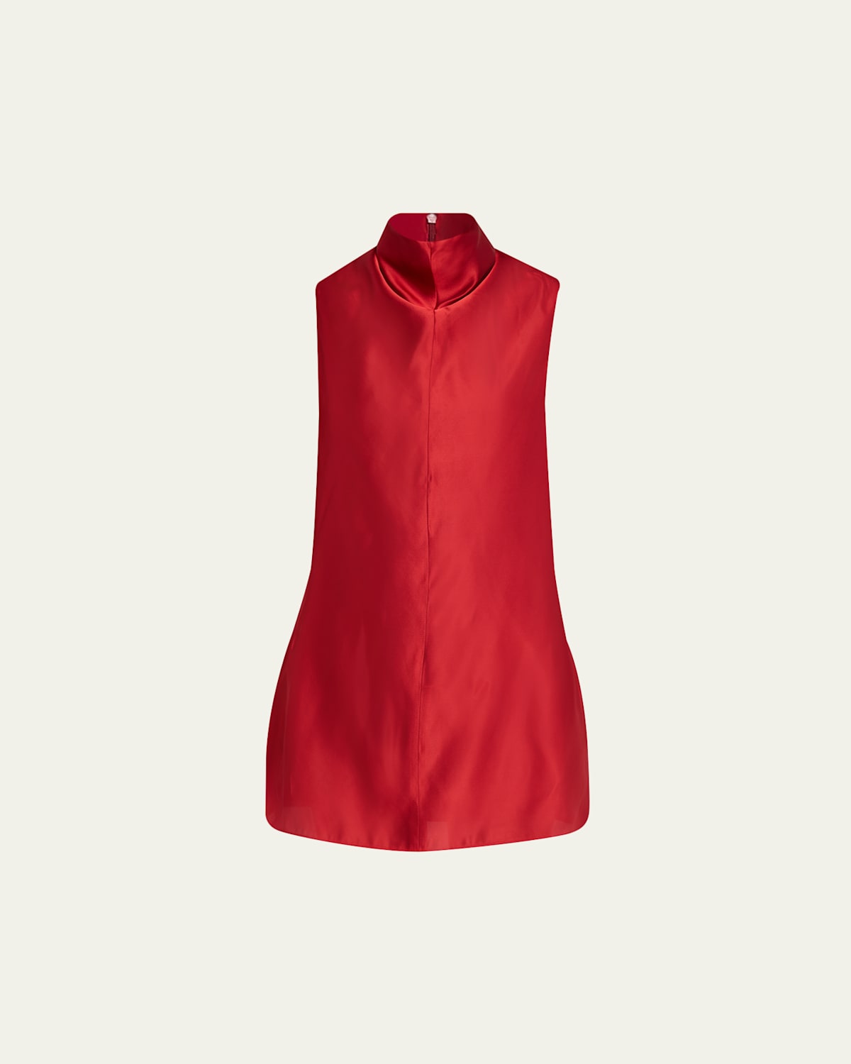 Khaite Daria Sleeveless Turtleneck Twill Mini Dress In Red