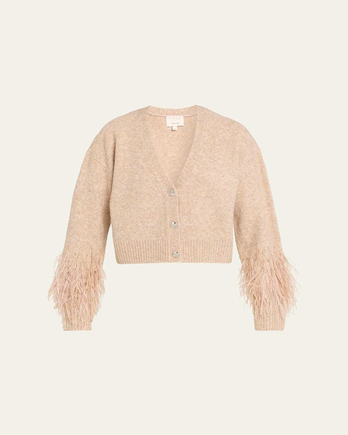 Cinq À Sept Bria Cropped Feather Cardigan In Neutral
