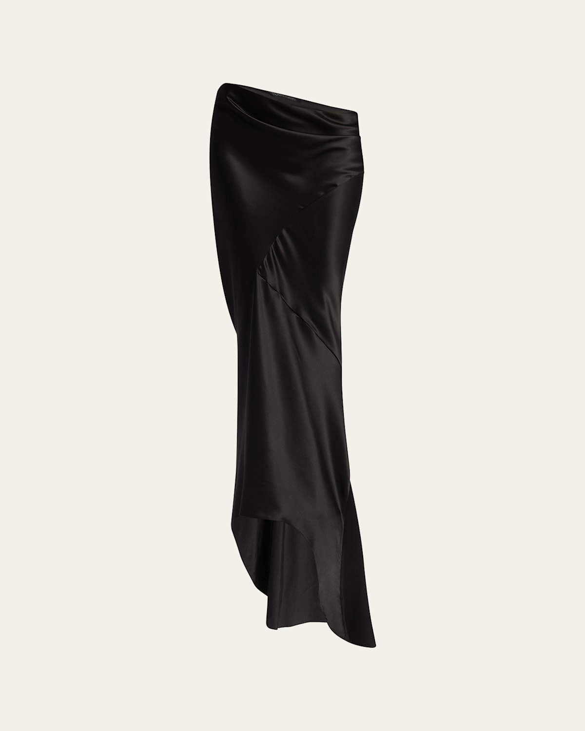 Tom Ford Asymmetric Satin Maxi Skirt With Train In Black