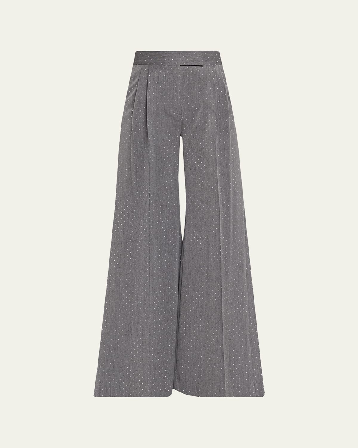 Laquan Smith Polka Dot Relaxed-fit Wide-leg Trousers In Gray