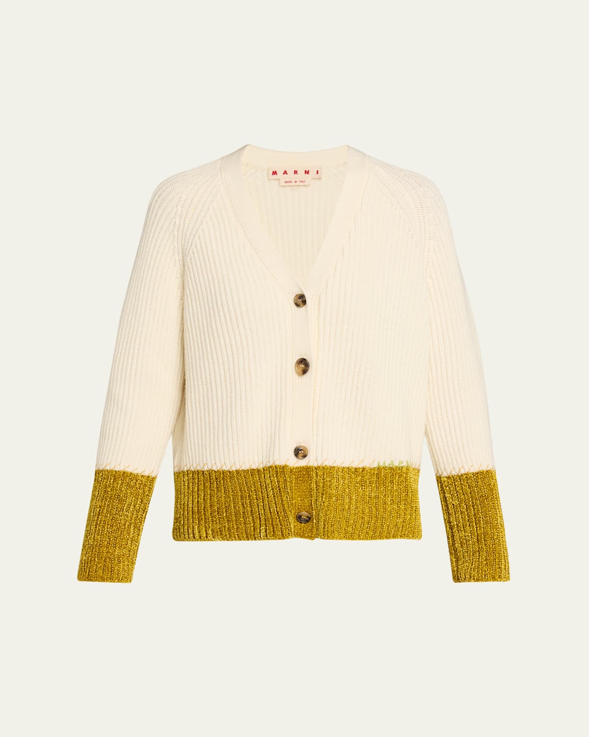 Marni Long Sleeve V-neck Knitted Cardigan In Neutral