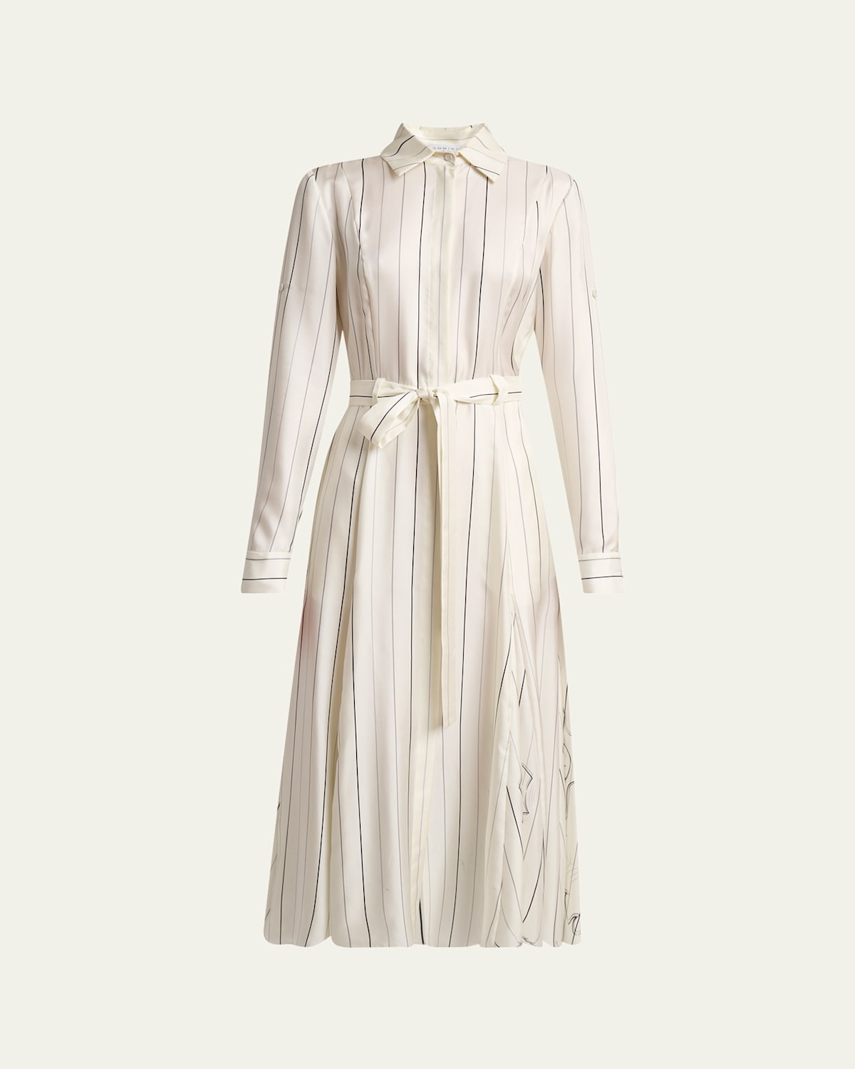 Gabriela Hearst Galway Striped Silk Belted Midi Shirtdress In Multi