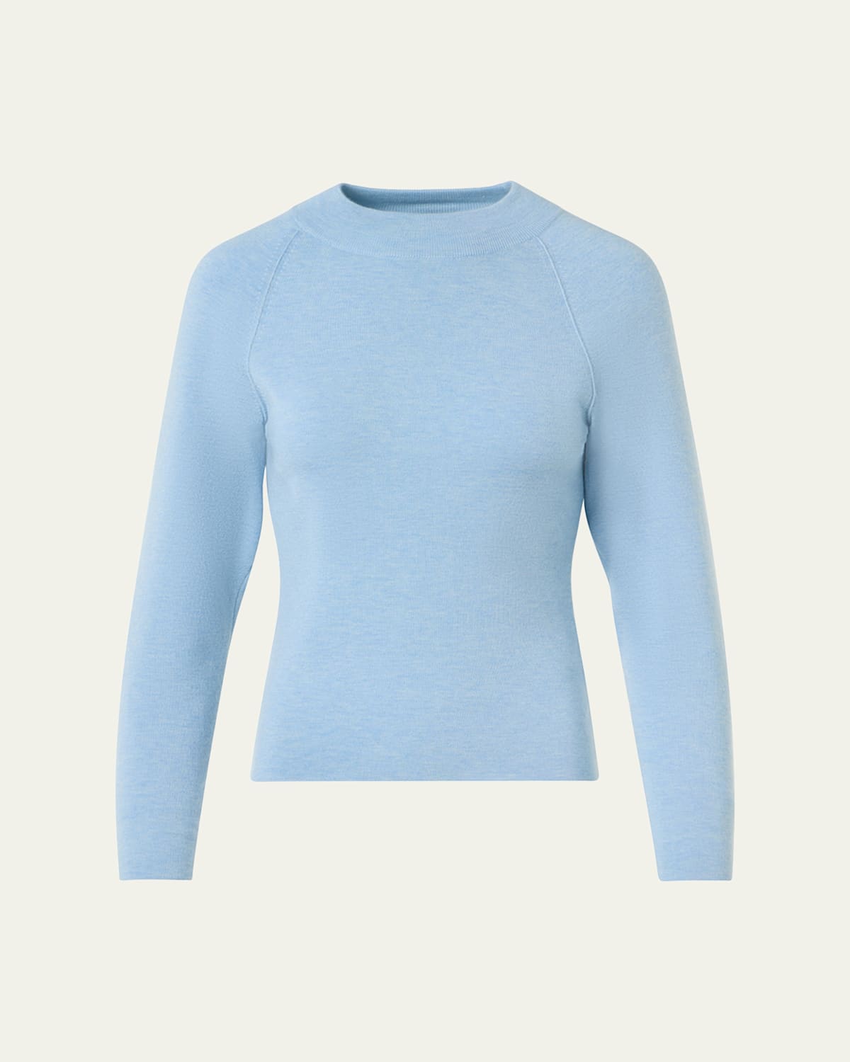 Akris Mock-neck Cashmere-silk Raglan-sleeve Sweater In Blue