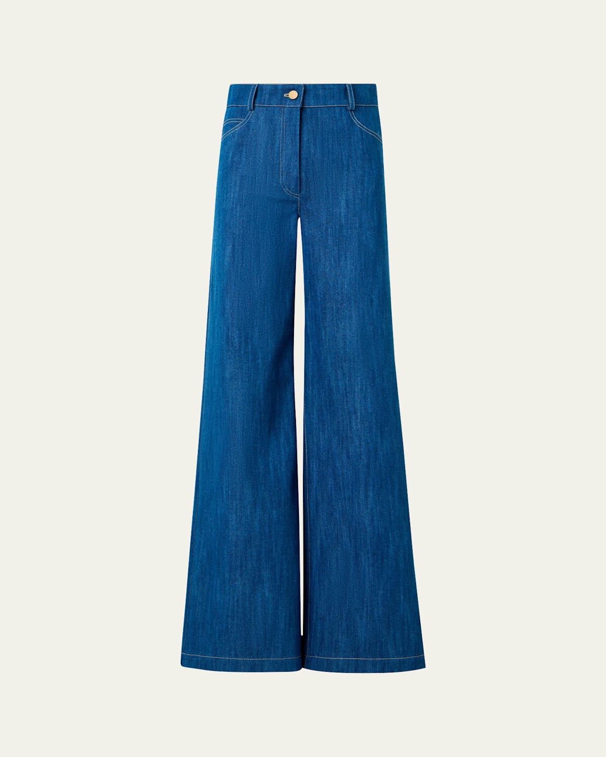 Akris Punto Cooper Stretch Denim Wide-leg Pants In Blue