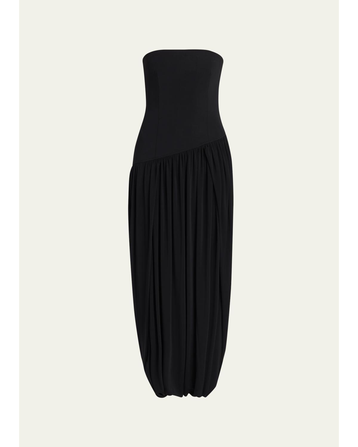 Strapless Drop-Waist Bubble Evening Gown