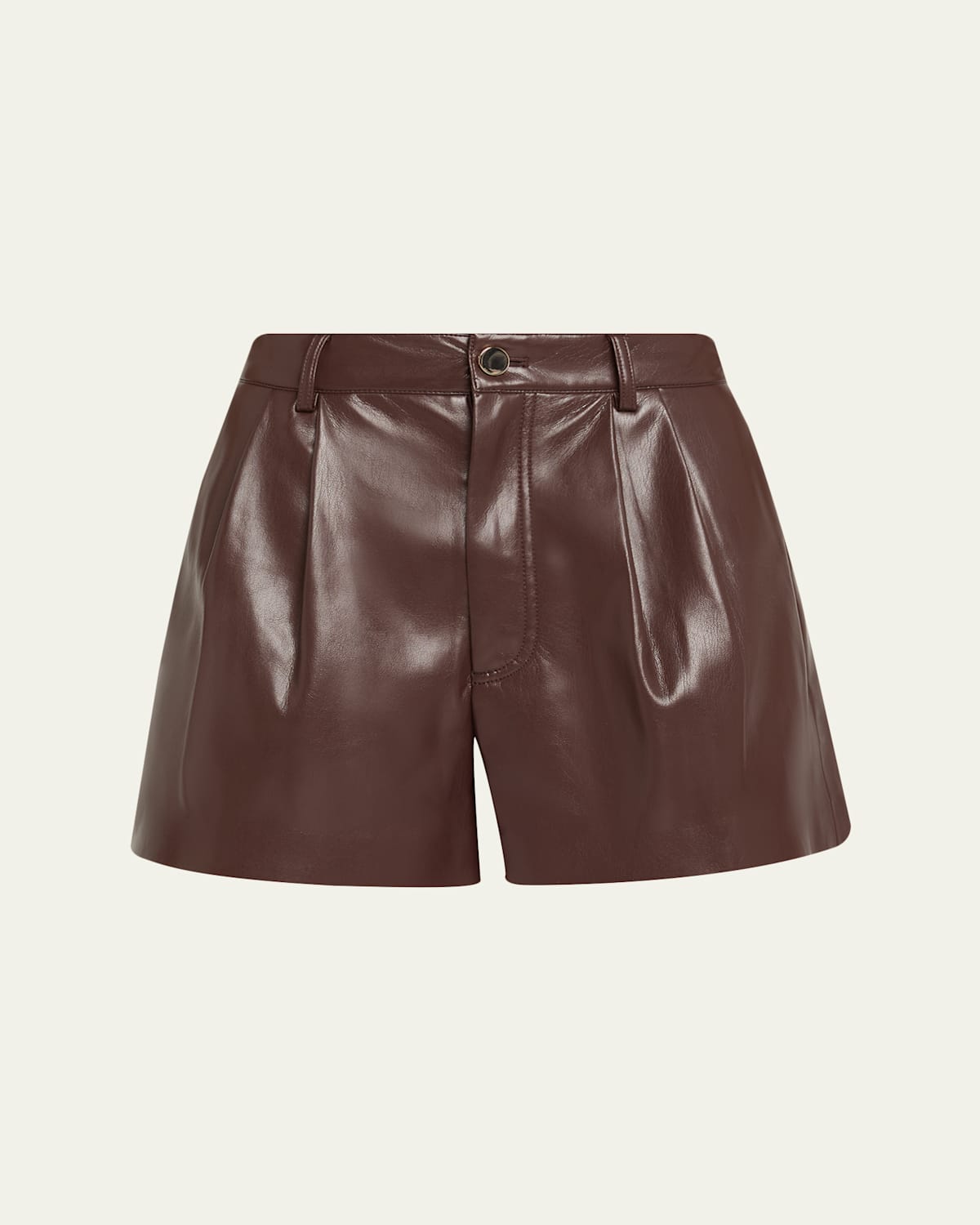 Alice And Olivia Conry Vegan Leather Trouser Shorts In Brown