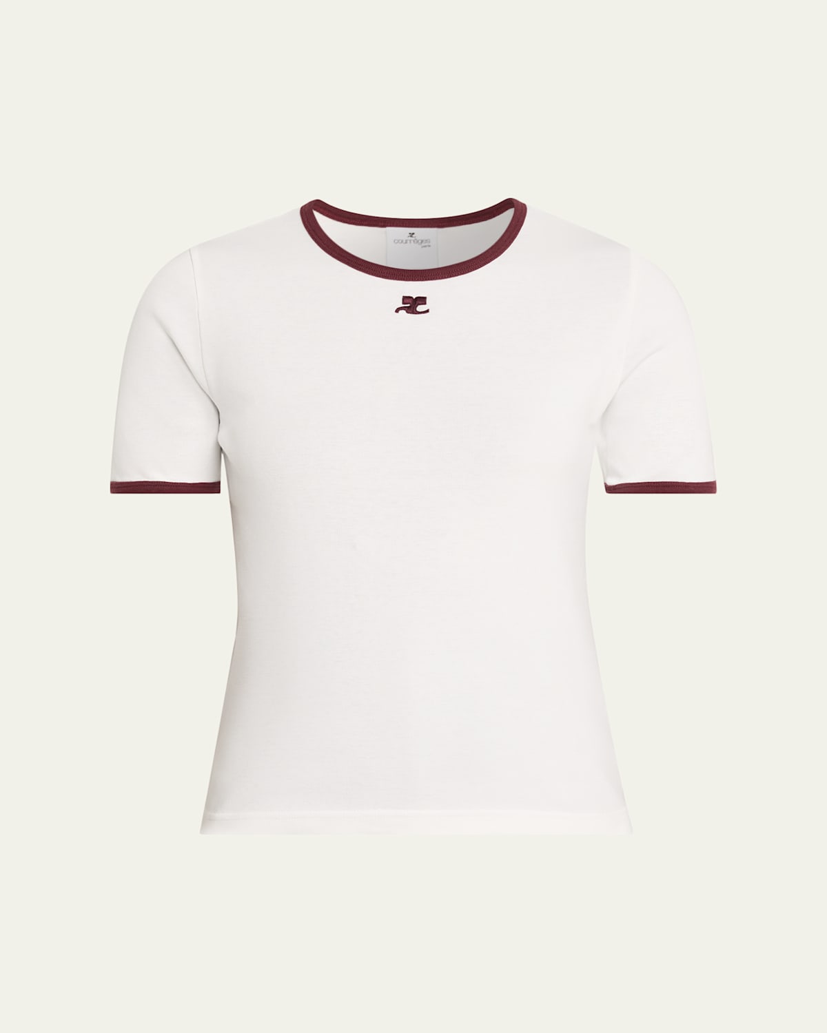 Courrèges Contrast Trim Short-sleeve T-shirt In White