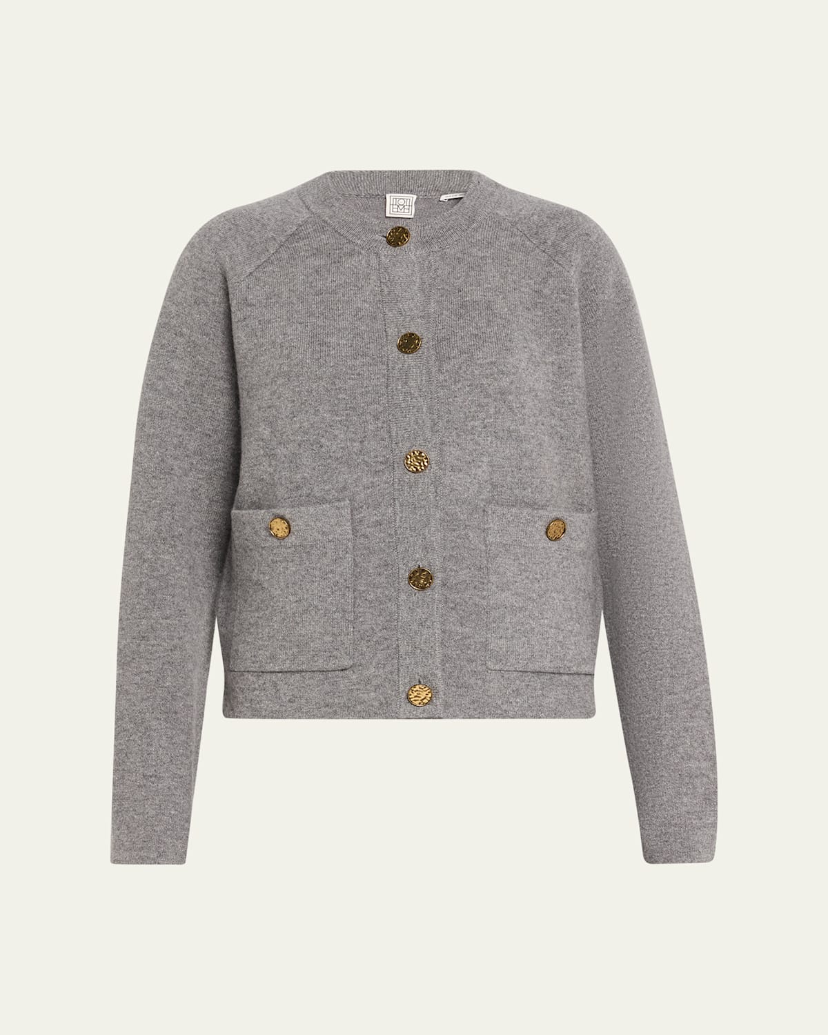 Totême Cashmere-wool Hammered Button Cardigan In Gray