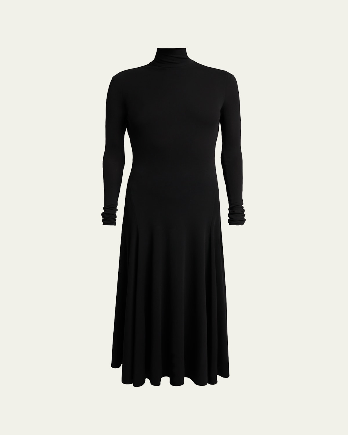 Alaïa Heart Cutout Turtleneck Long-sleeve Maxi Dress In Black