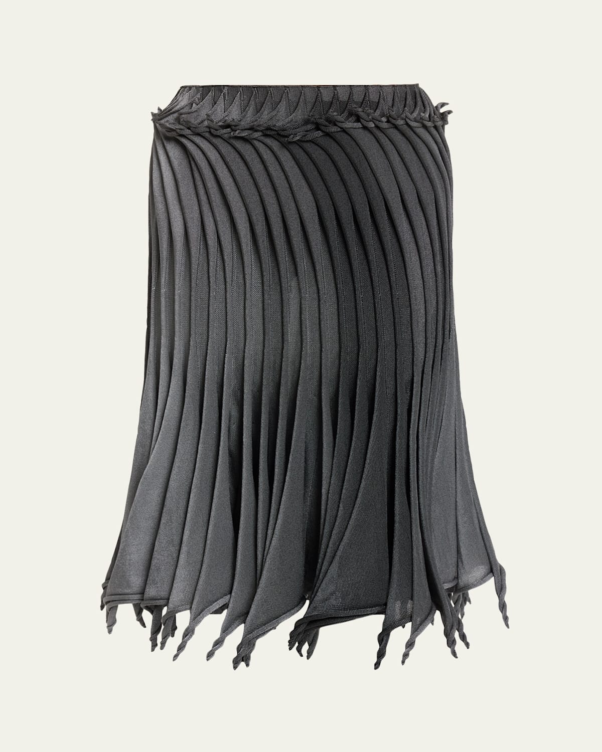 Alaïa Sculptural Pleated Midi Skirt In Gray