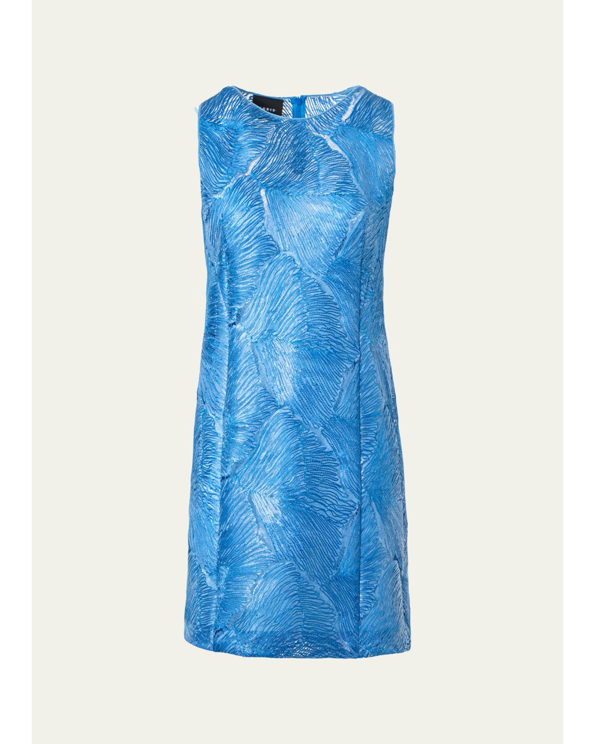 Lacquered Sea Faille Sleeveless Shift Mini Dress