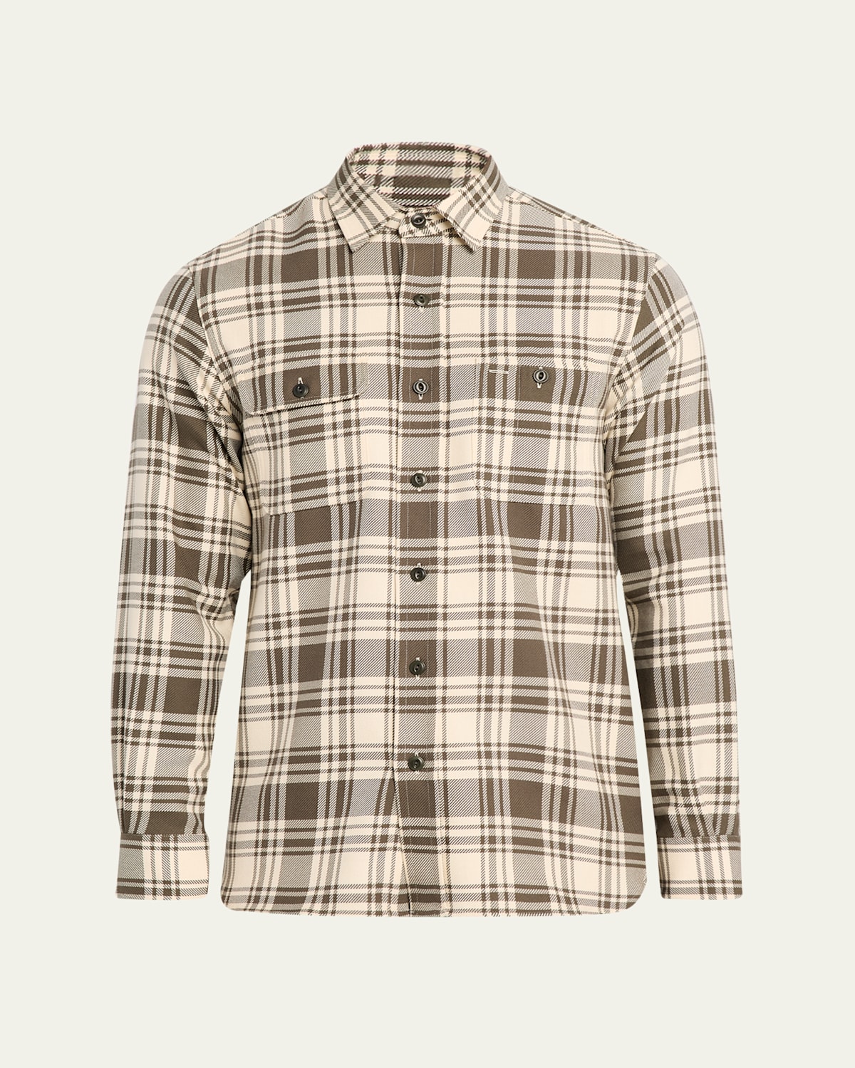 Ralph Lauren Men's Cotton Plaid Double-pocket Button-down Shirt In Neutral