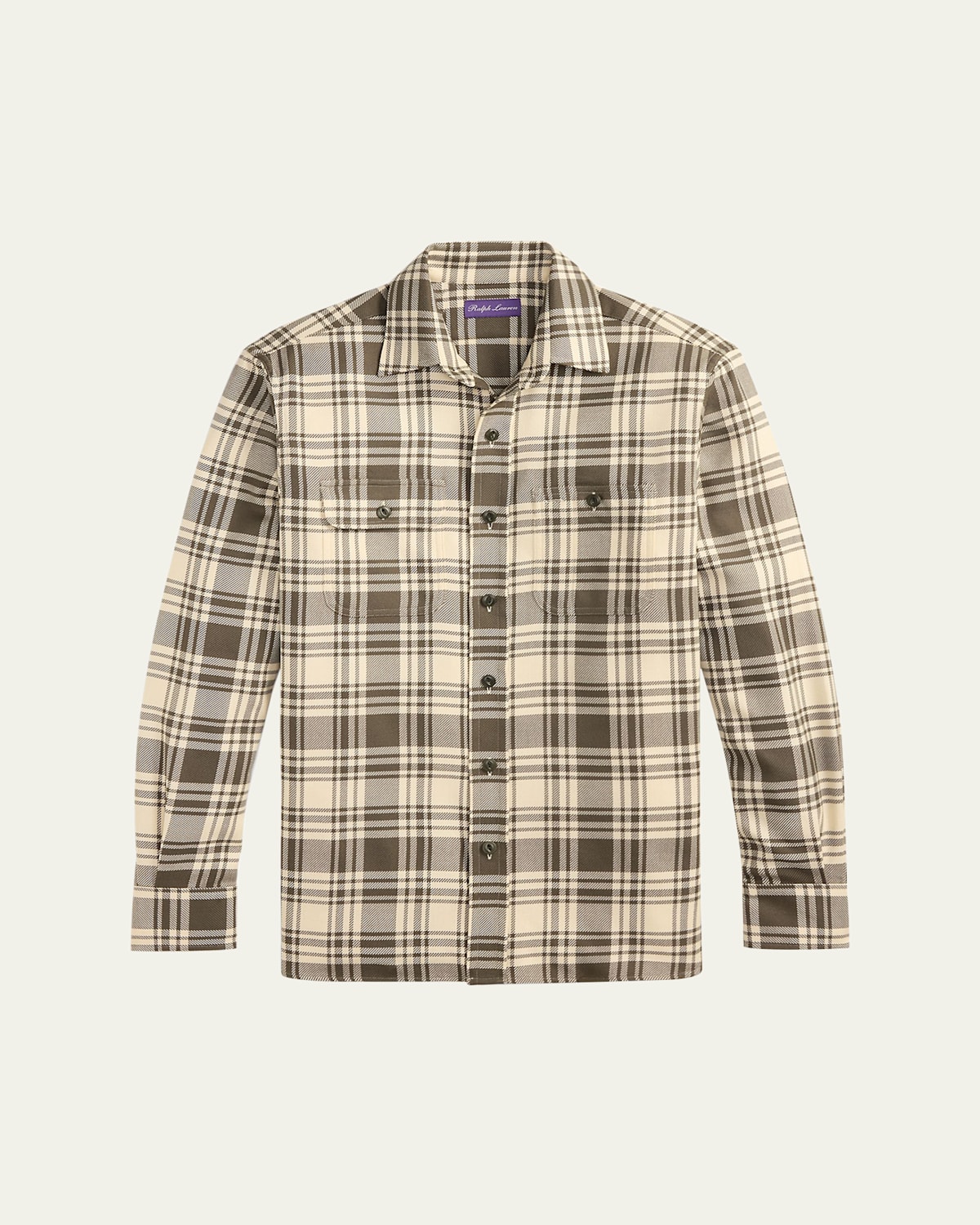 Ralph Lauren Purple Label Men's Cotton Plaid Double-Pocket Button-Down Shirt