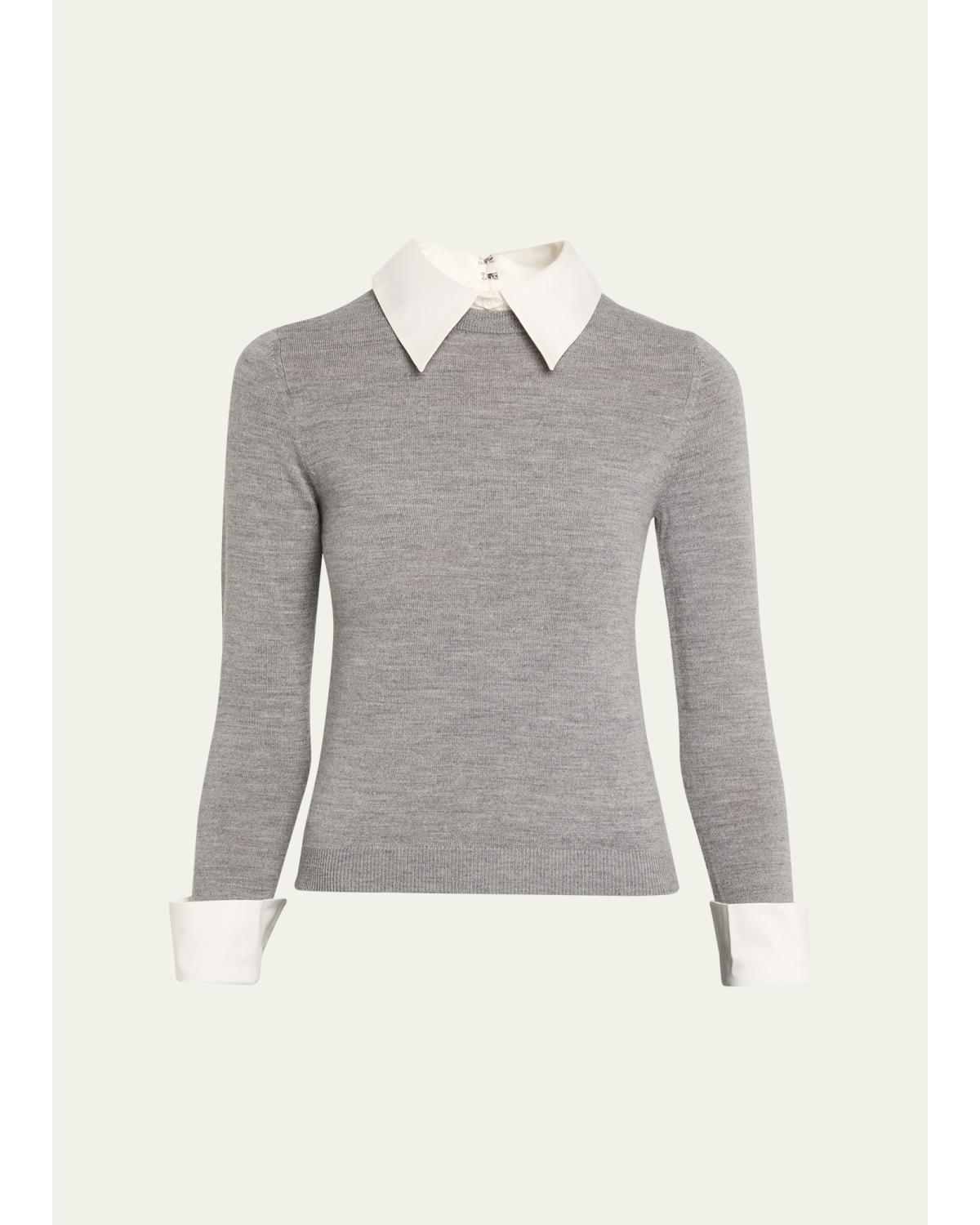 Alice And Olivia Carolann Pullover Medium Heather Grey In Gray