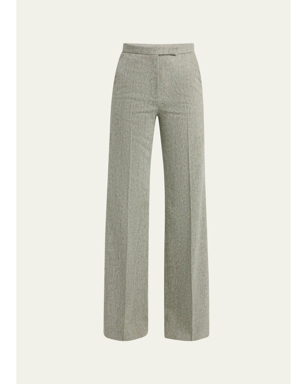 Pleated Wool-Blend Trousers