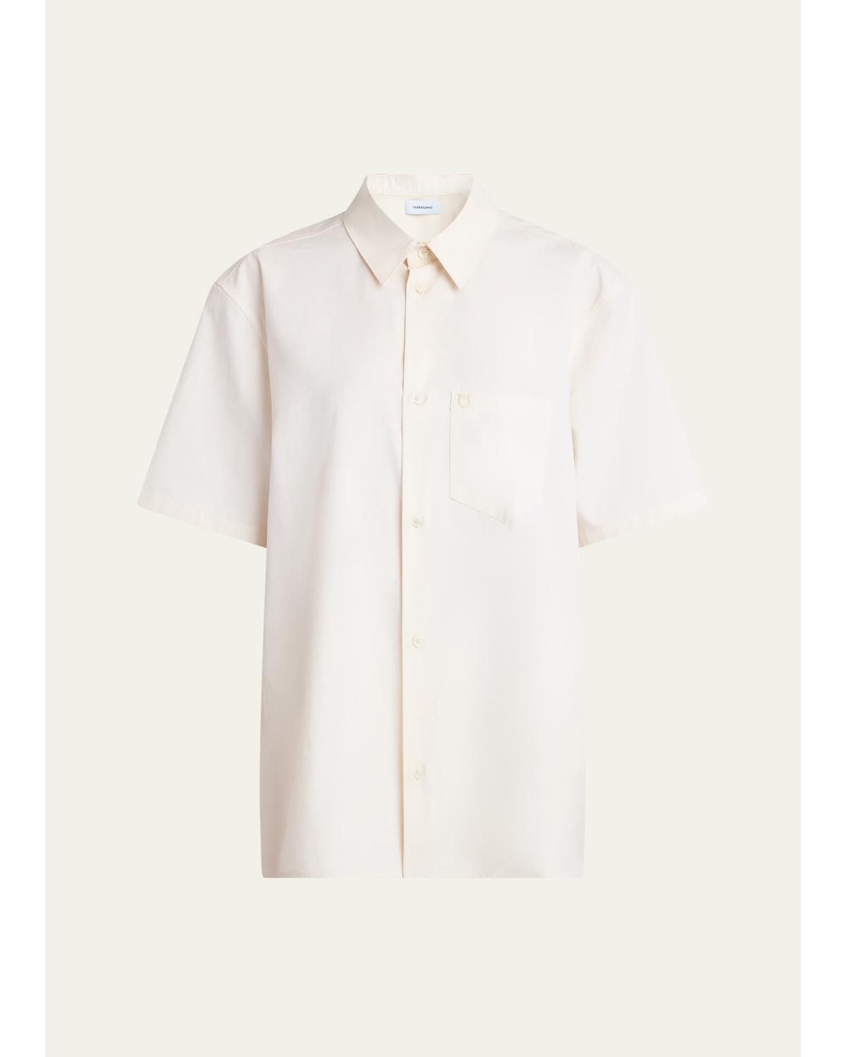 Canvas Short-Sleeve Button-Down Shirt