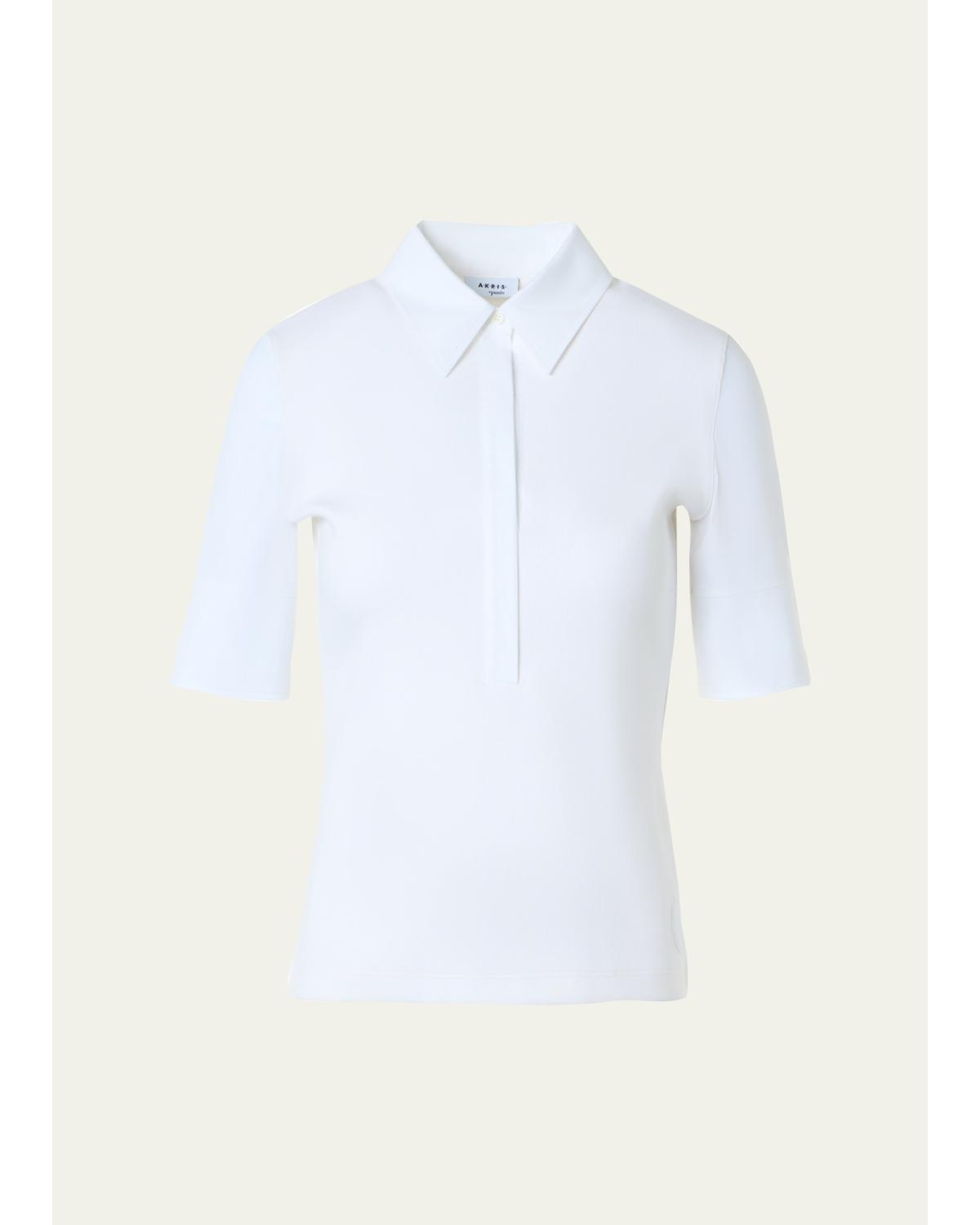 Mixed-Media Short-Sleeve Polo