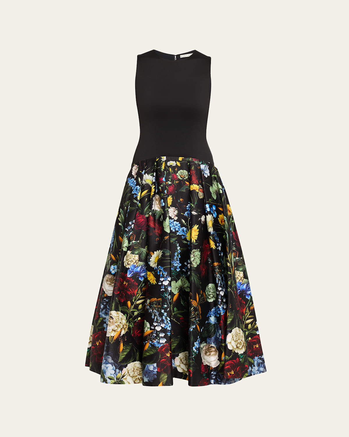 Alice And Olivia Social Hour Adley Drop-waist Midi Dress In Black