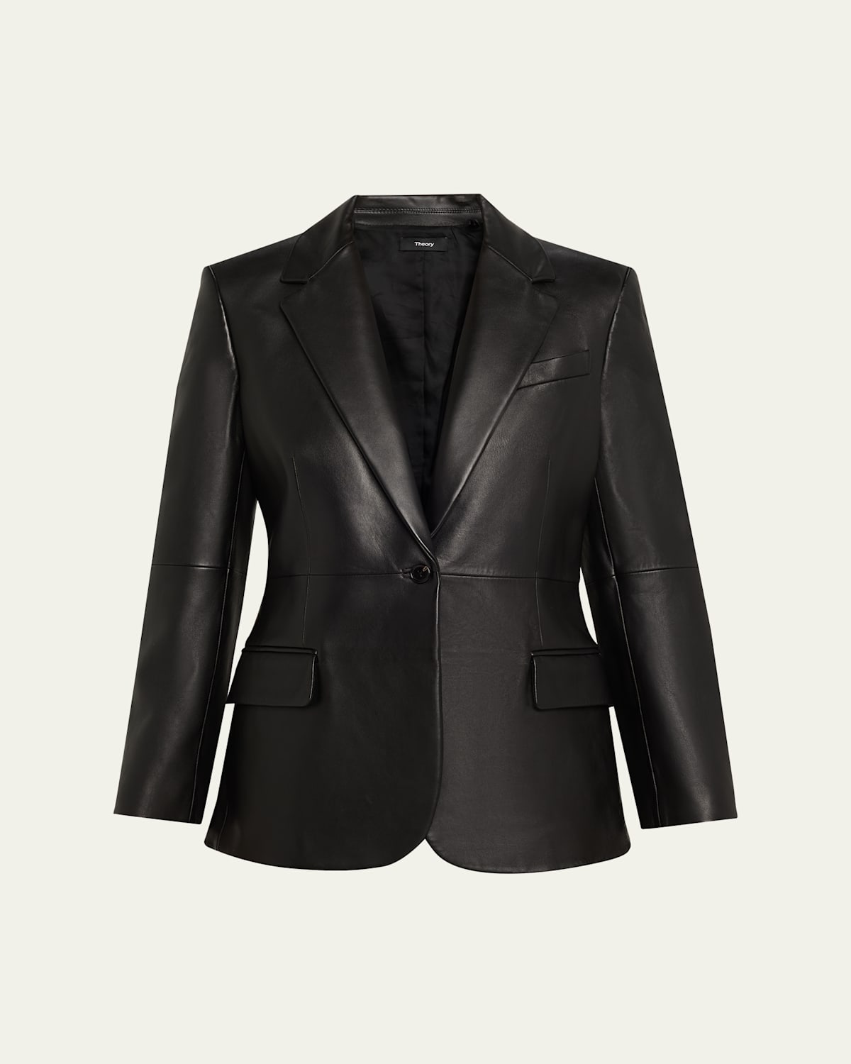 Theory Lynnia Lambskin Leather Blazer In Black