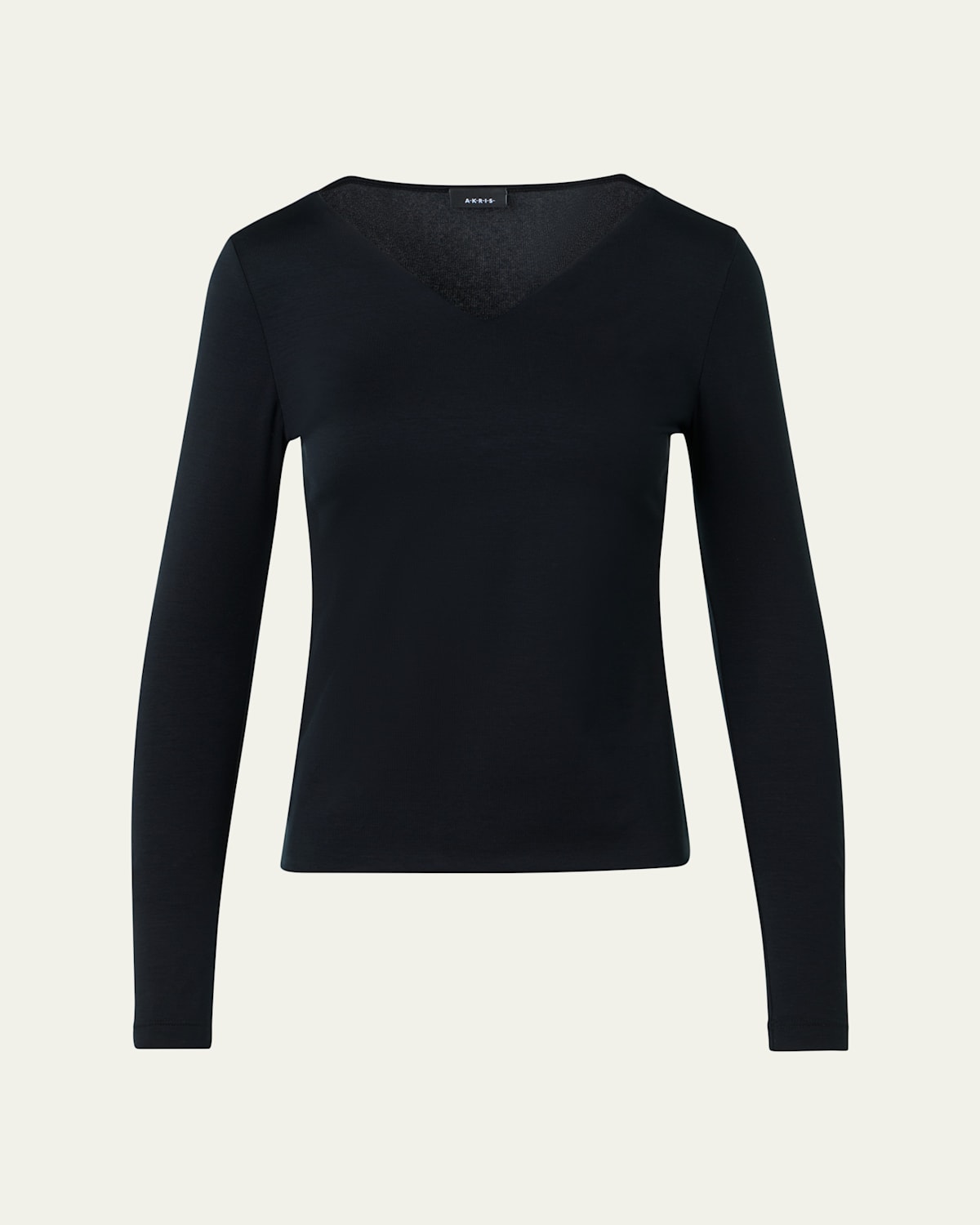 Akris V-neck Jersey Long-sleeve T-shirt In Black
